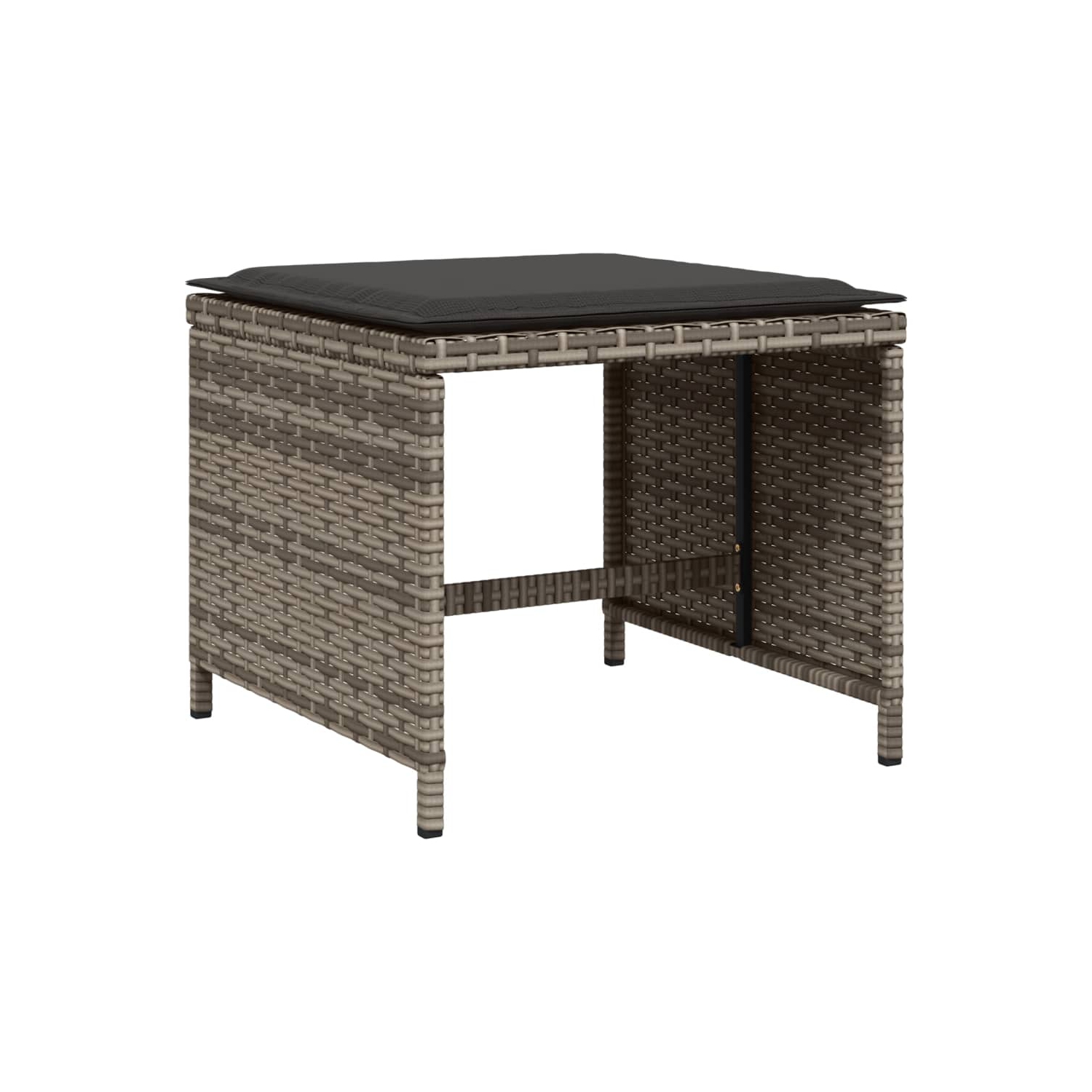 Ensemble de salle à manger de jardin de 9 pièces avec coussins en poly rotin gris