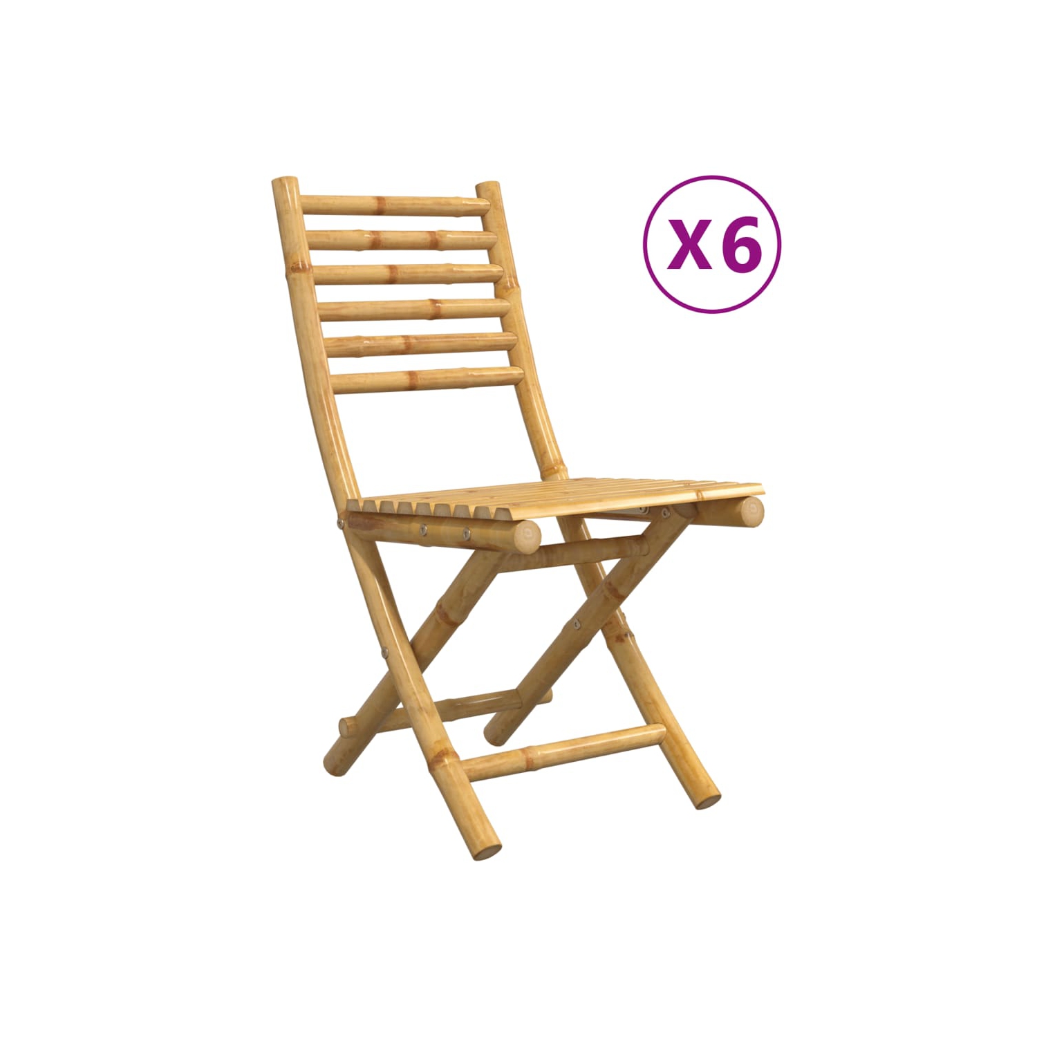 Chaises de jardin pliantes vidaXL 6 pièces 43x54x88&nbsp;cm bambou
