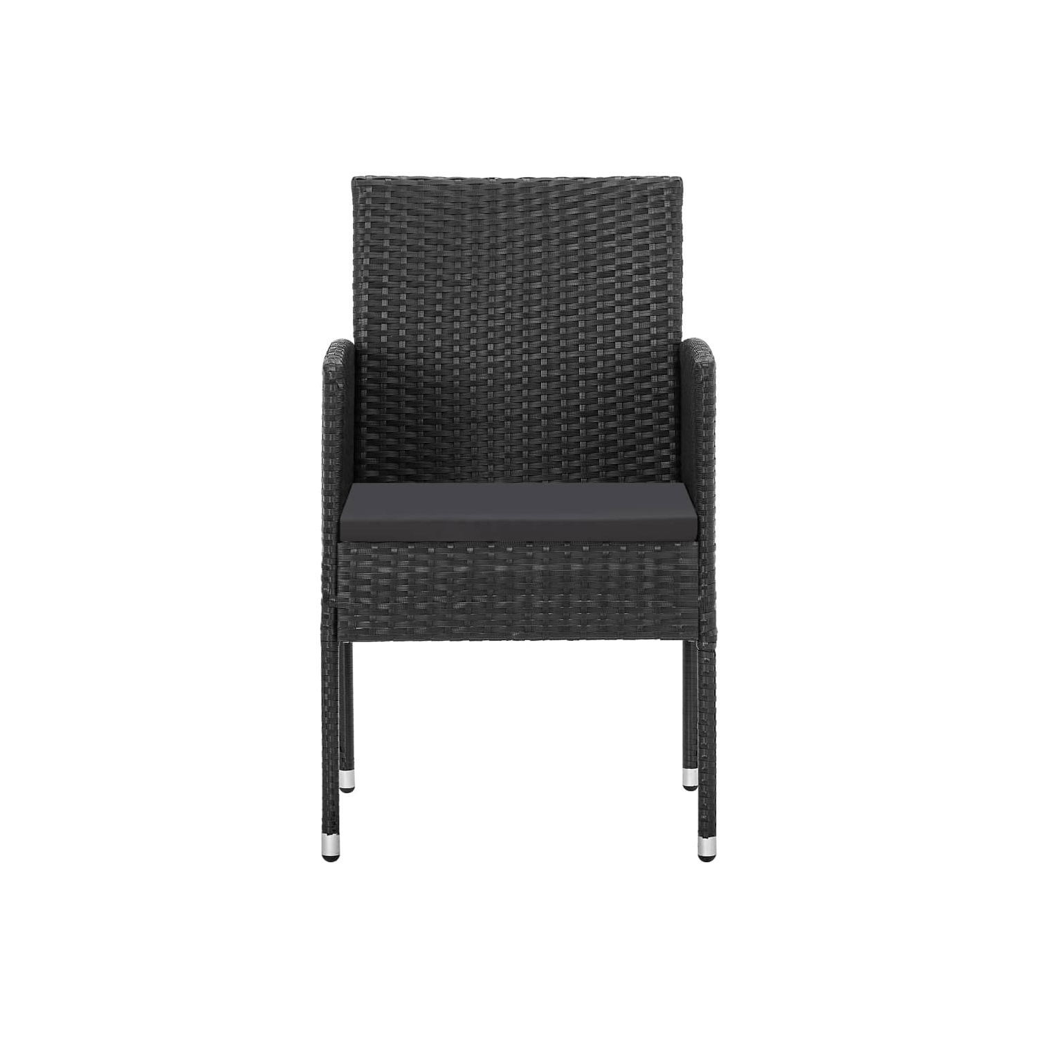 vidaXL Garden Chairs with Black Cushions 4 pcs Black Poly Rattan