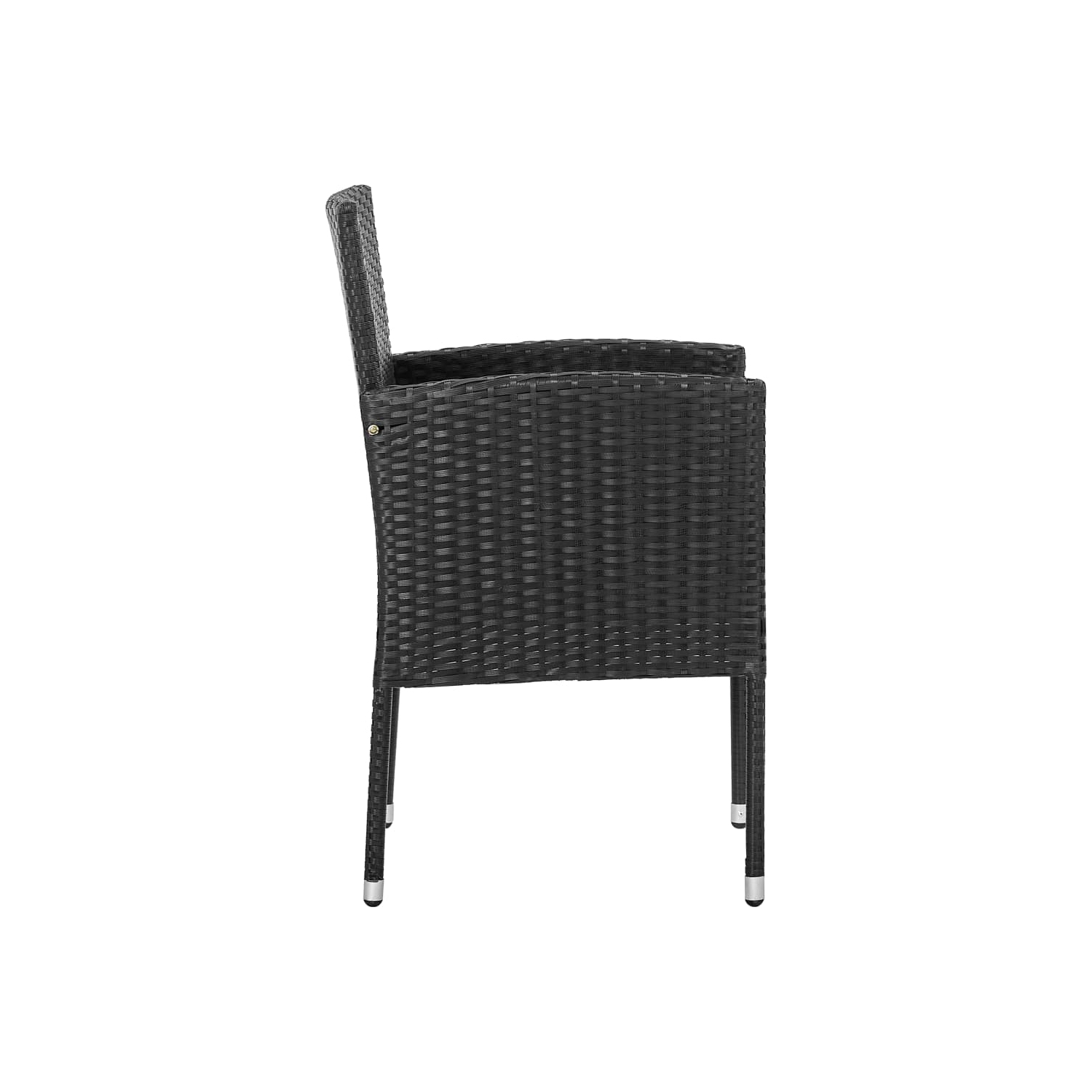 vidaXL Garden Chairs with Black Cushions 4 pcs Black Poly Rattan