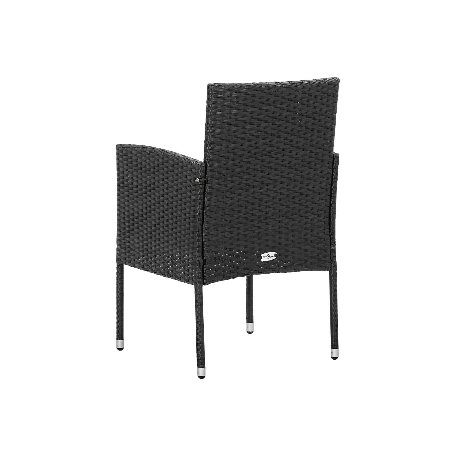 vidaXL Garden Chairs with Black Cushions 4 pcs Black Poly Rattan