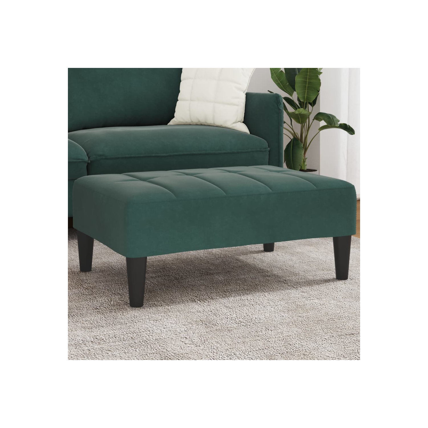 Tabouret pieds vidaXL vert foncé 77 x 55 x 31&nbsp;cm velours