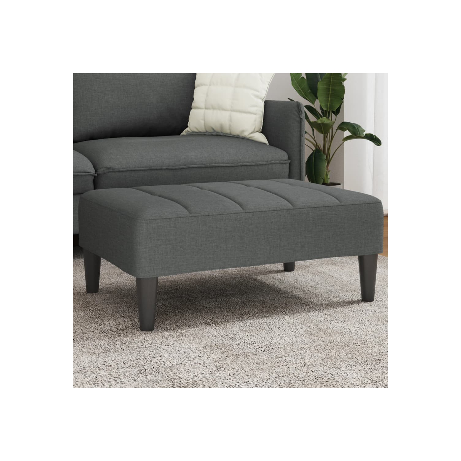 Tabouret pieds vidaXL, tissu 31&nbsp;cm, gris foncé, 77 x 55 po