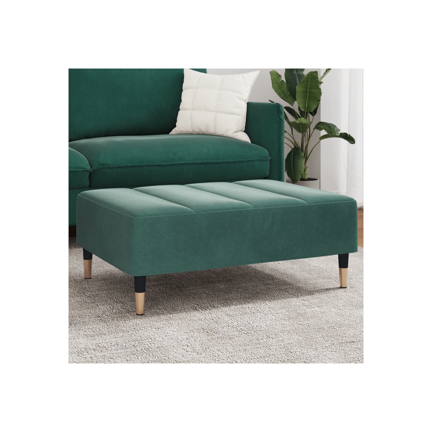Tabouret pieds vidaXL vert foncé 77 x 55 x 31&nbsp;cm velours