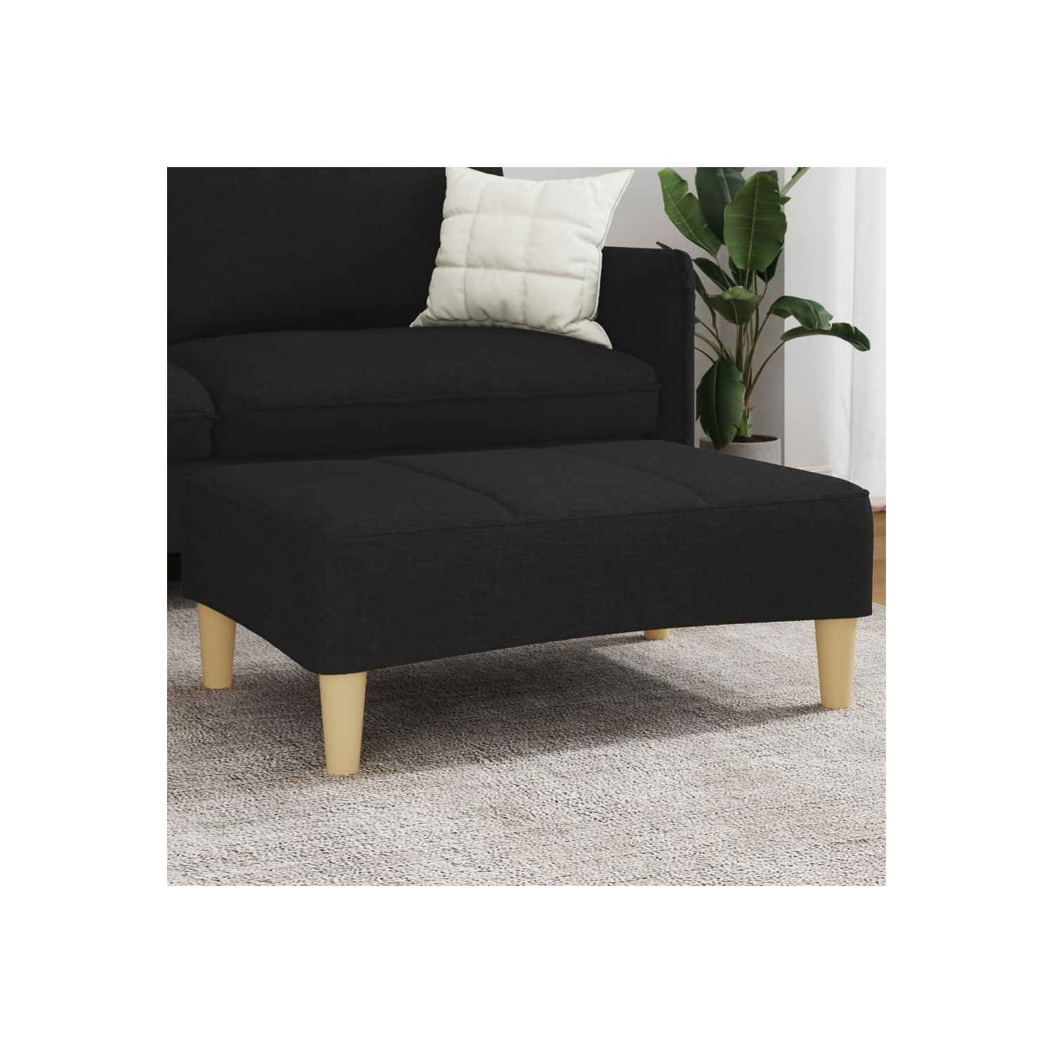 Tabouret pieds noir visidaXL, tissu 31&nbsp;cm 77 x 55 po