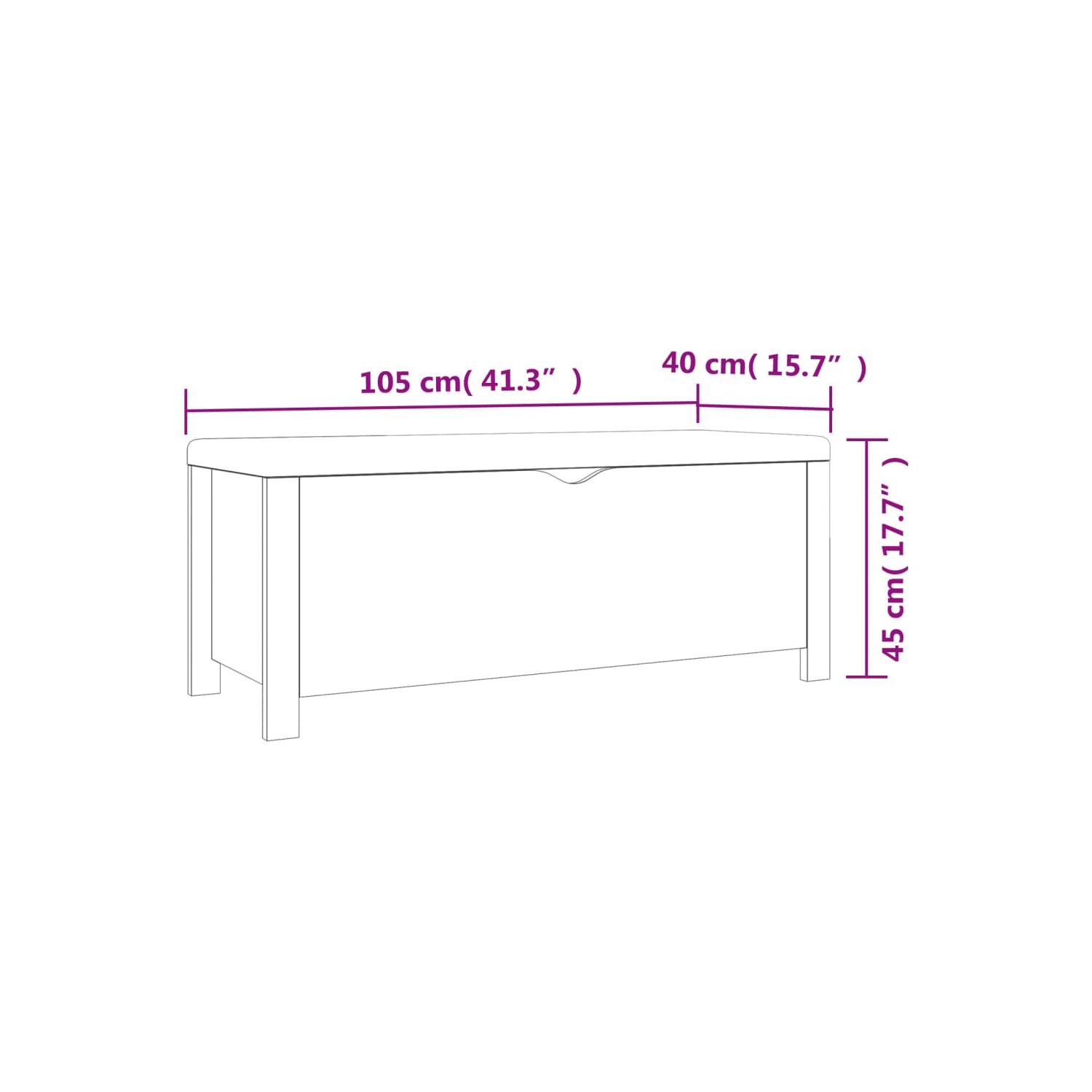 vidaXL Storage Box with Cushion Smoked Oak 105x40x45 cm
