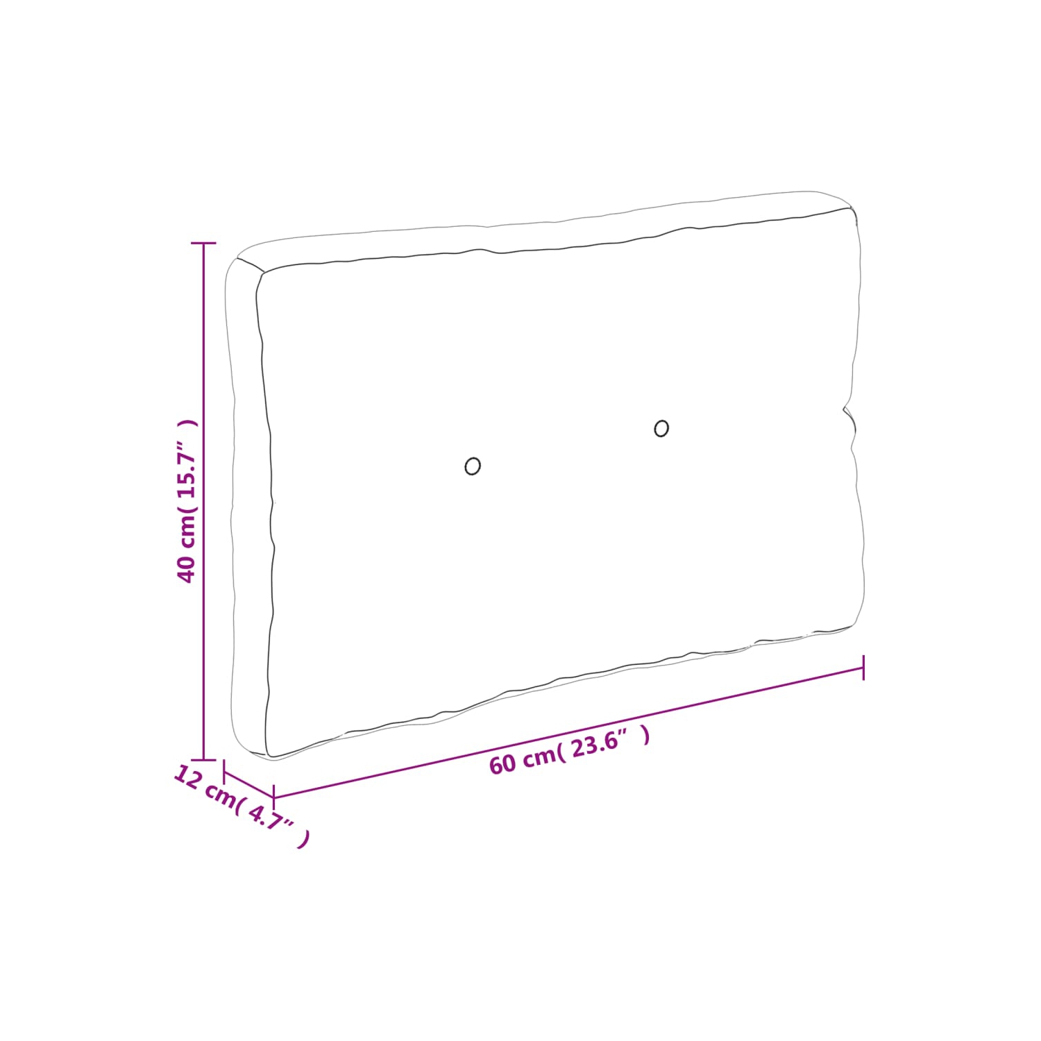 Coussin de palette vidaXL en tissu bleu clair 60 x 40 x 12&nbsp;cm