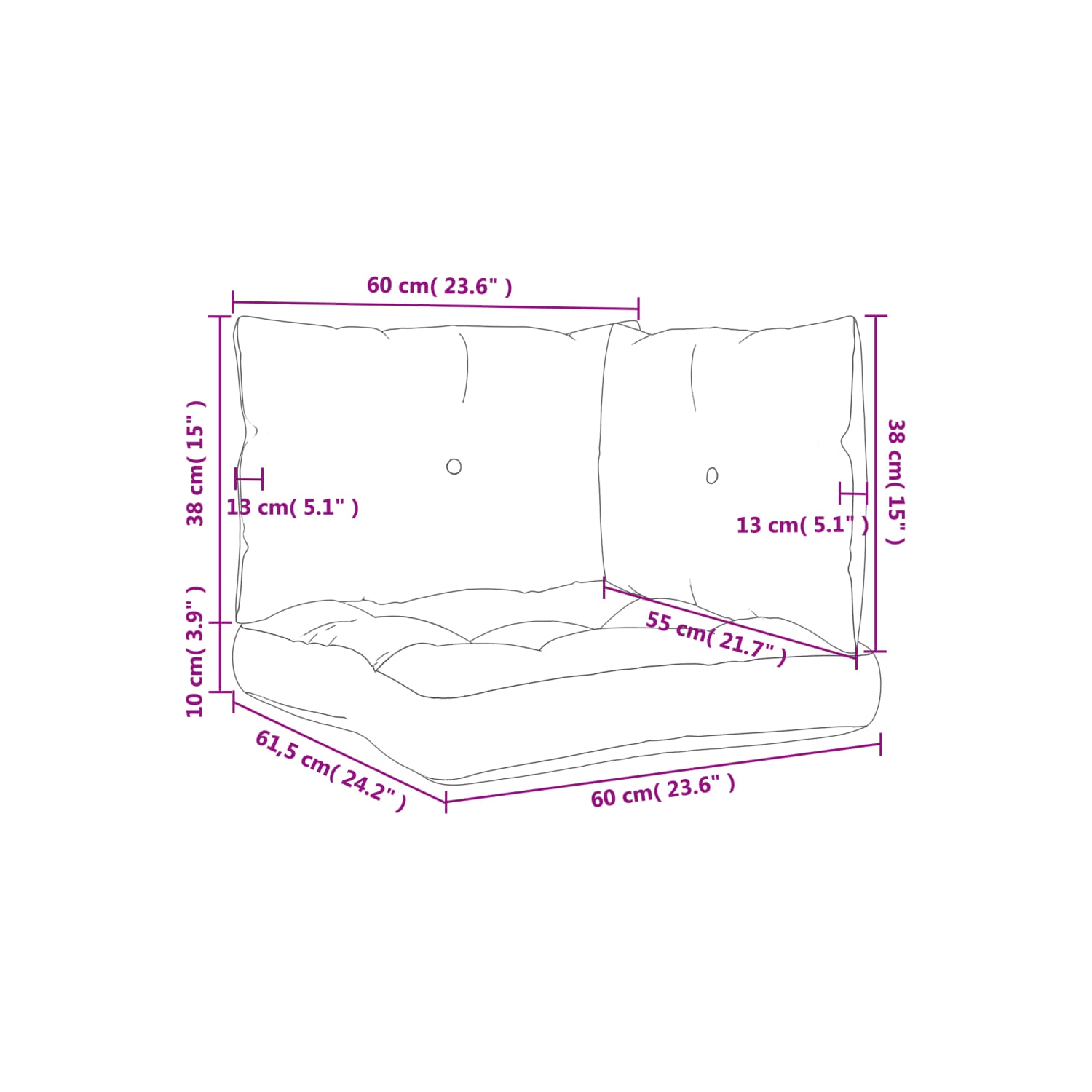VidaXL coussins de palette 3 pièces en tissu crème