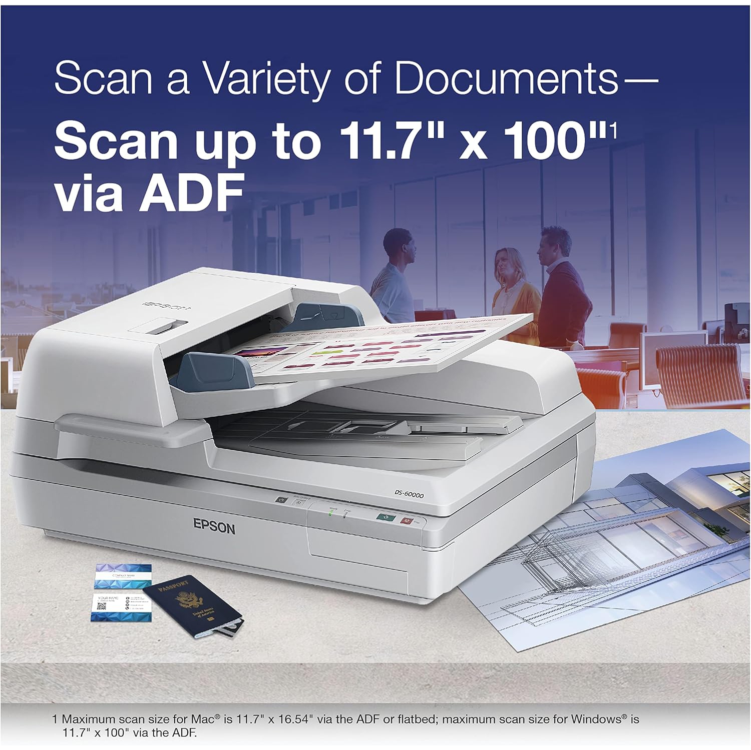 Epson Canada Inc – numériseur couleur à alimentation par feuille Workforce DS-60000, chargeur automatique de documents de 200 pages et recto verso