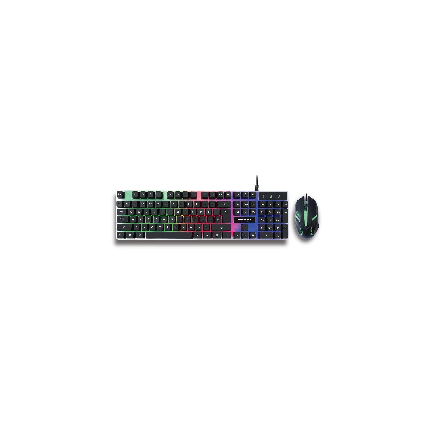 Speedex KM930 USB rainbow backlit keyboard and mouse combo_White & Black