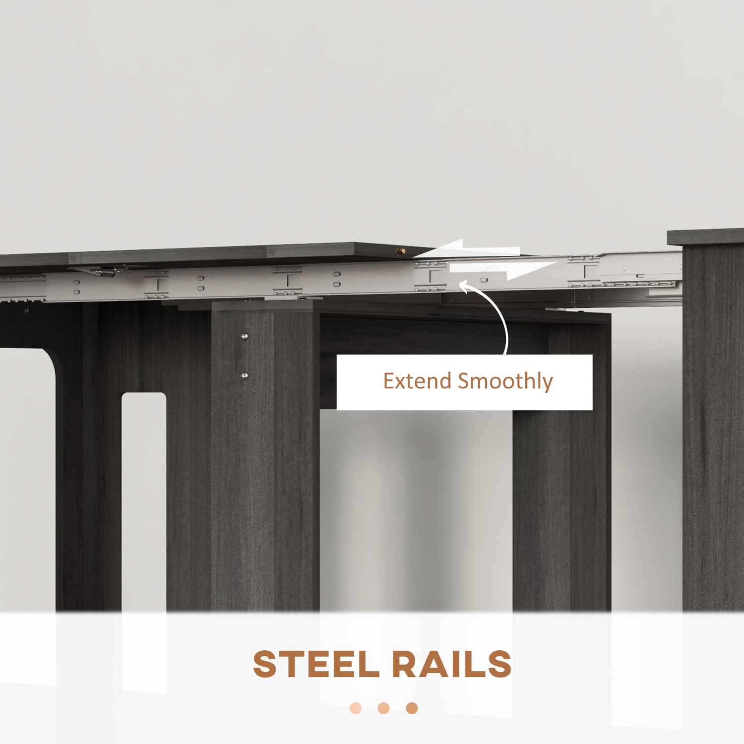 HOMCOM – Table à dîner extensible, table de cuisine extensible pour petits espaces, 6 places pour un maximum, gris