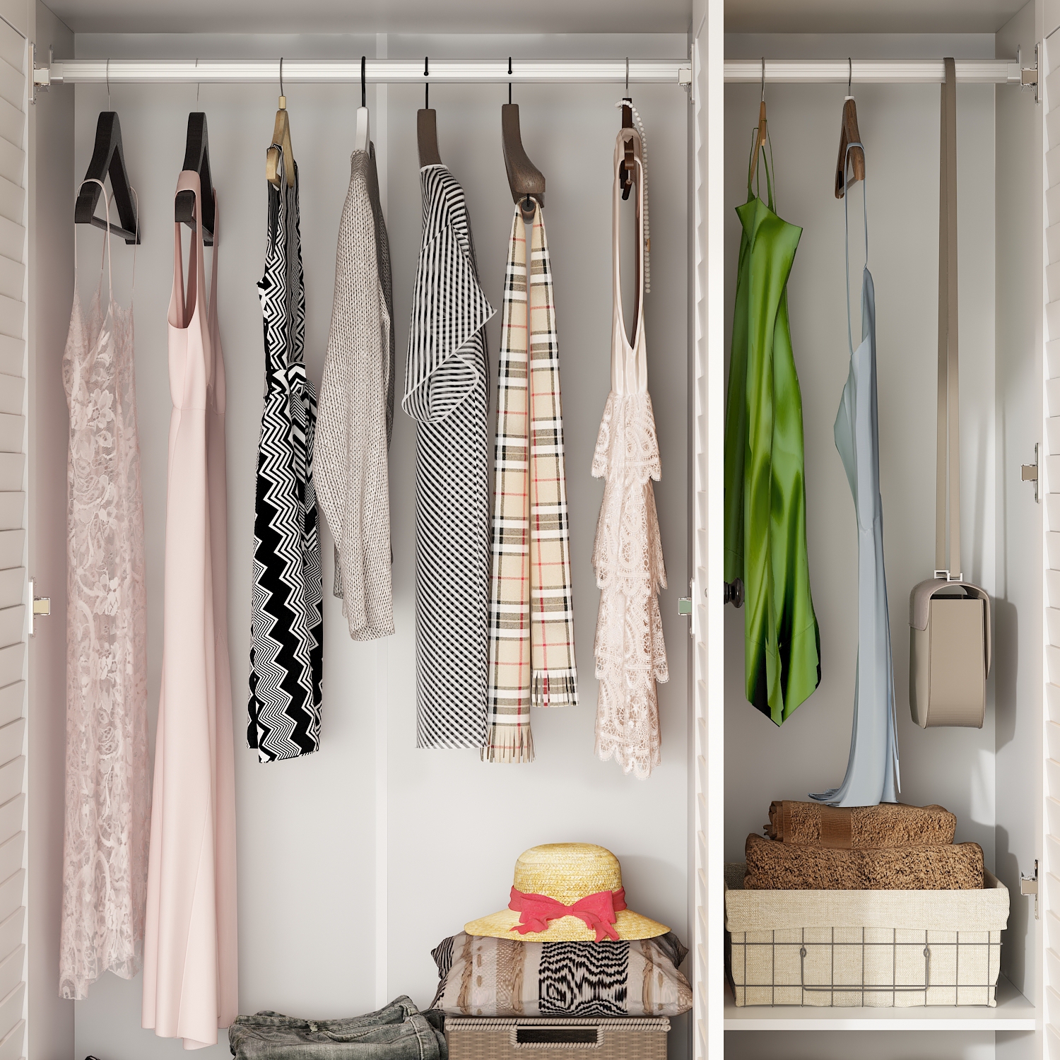 Famapy Modern 4-Door Wardrobe with Adjustable Shelves and Multiple Drawers White