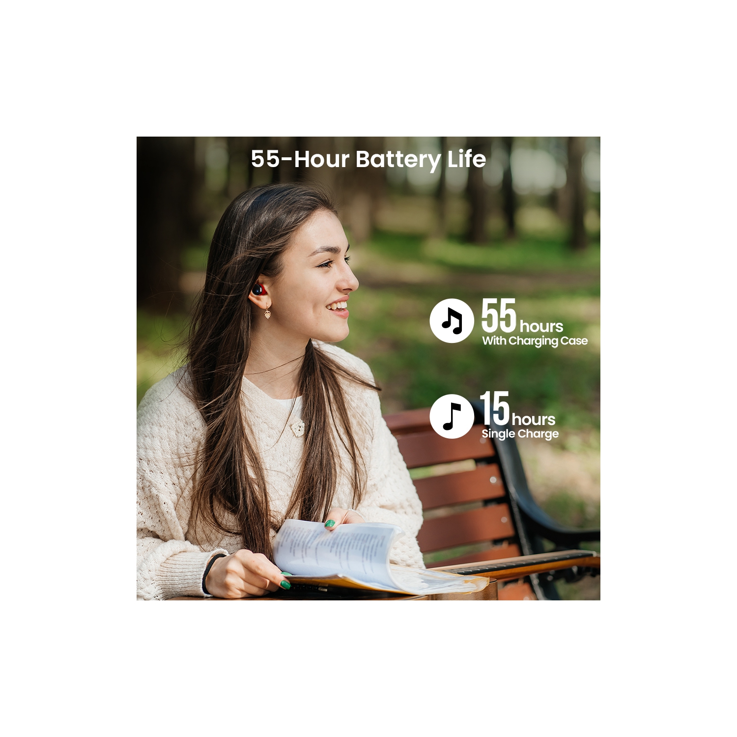 TOZO T12 Tonal Dots Wireless Earbuds In-Ear Noise Cancelling-Red