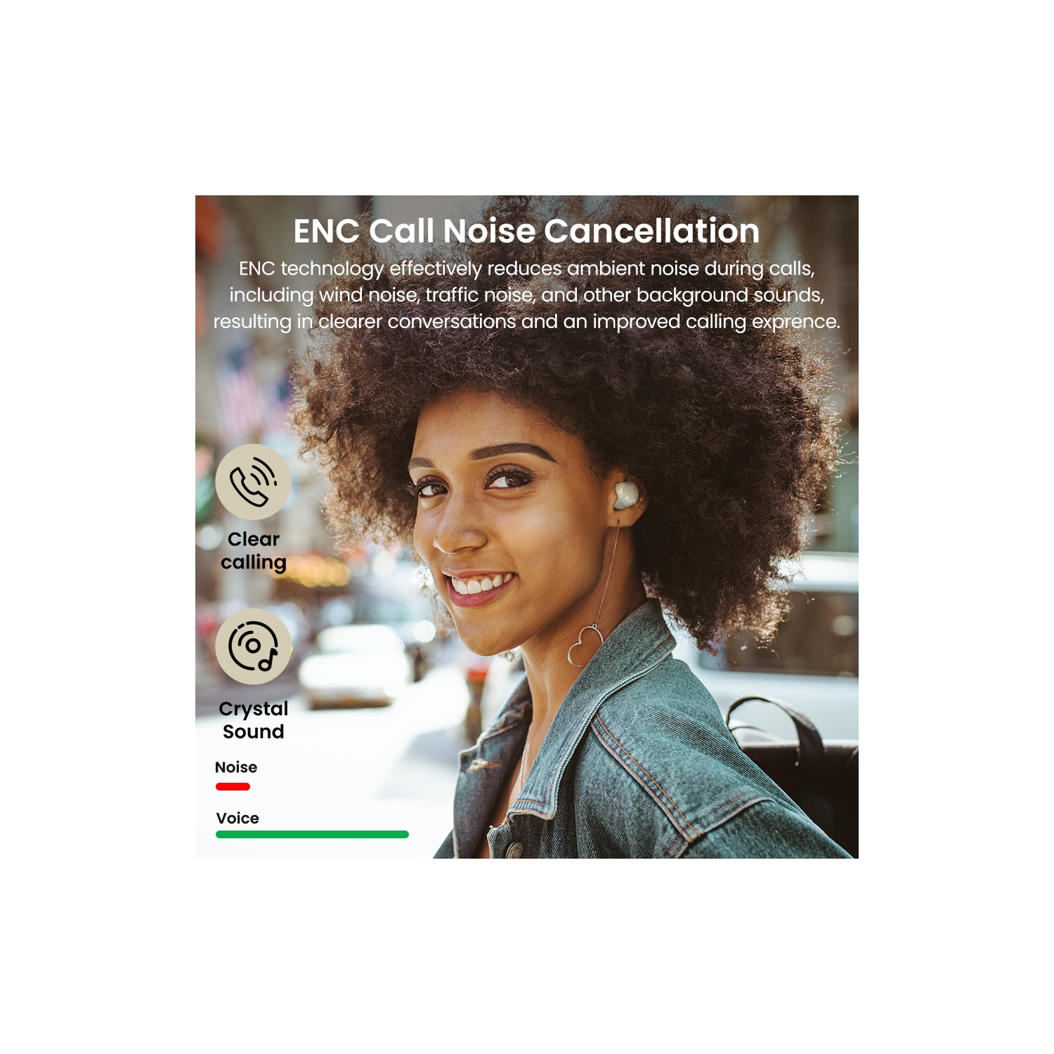 TOZO T12 Tonal Dots Wireless Earbuds In-Ear Noise Cancelling-Khaki