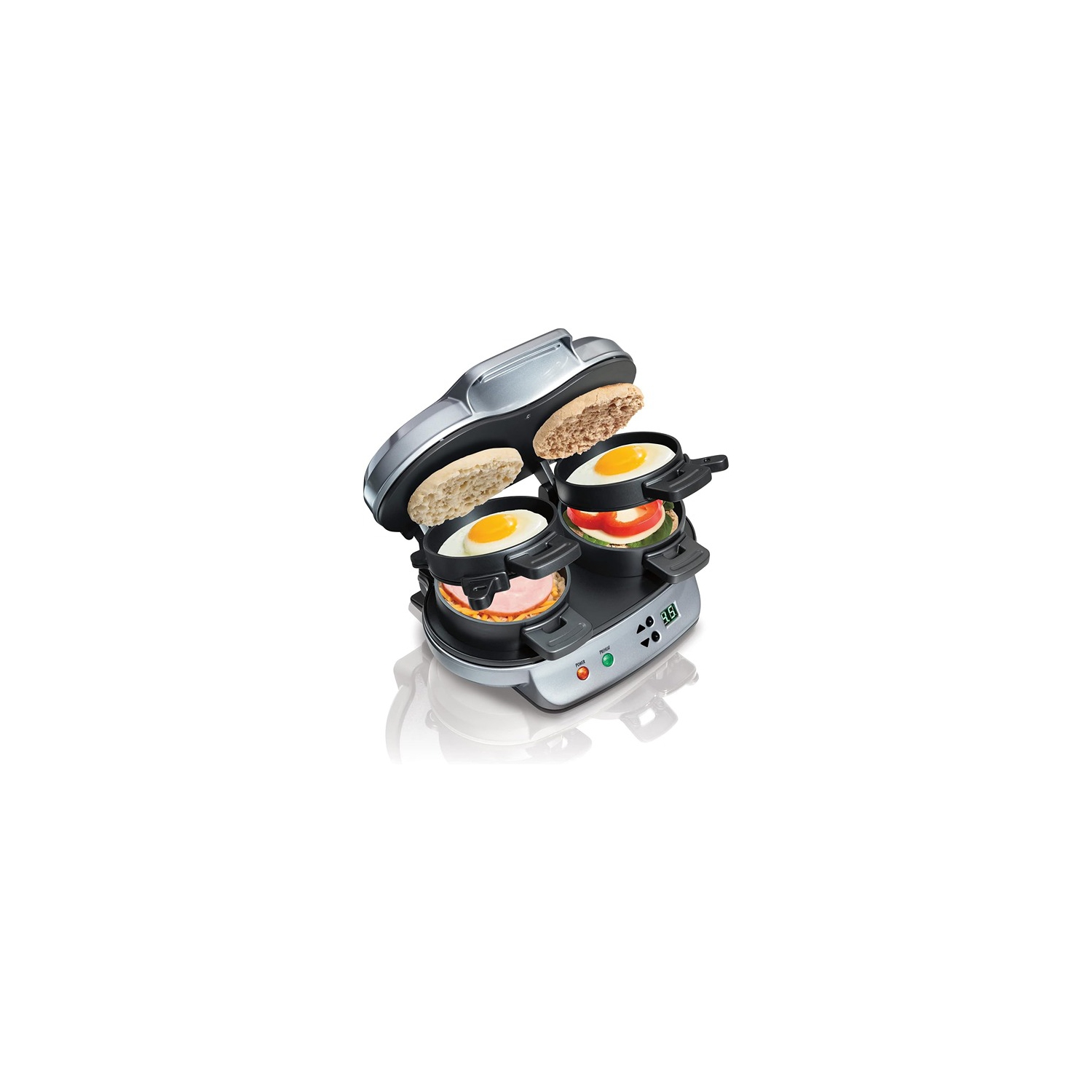 Hamilton Beach 19.9D x 26.4W x 15H Dual Breakfast Sandwich Maker Silver