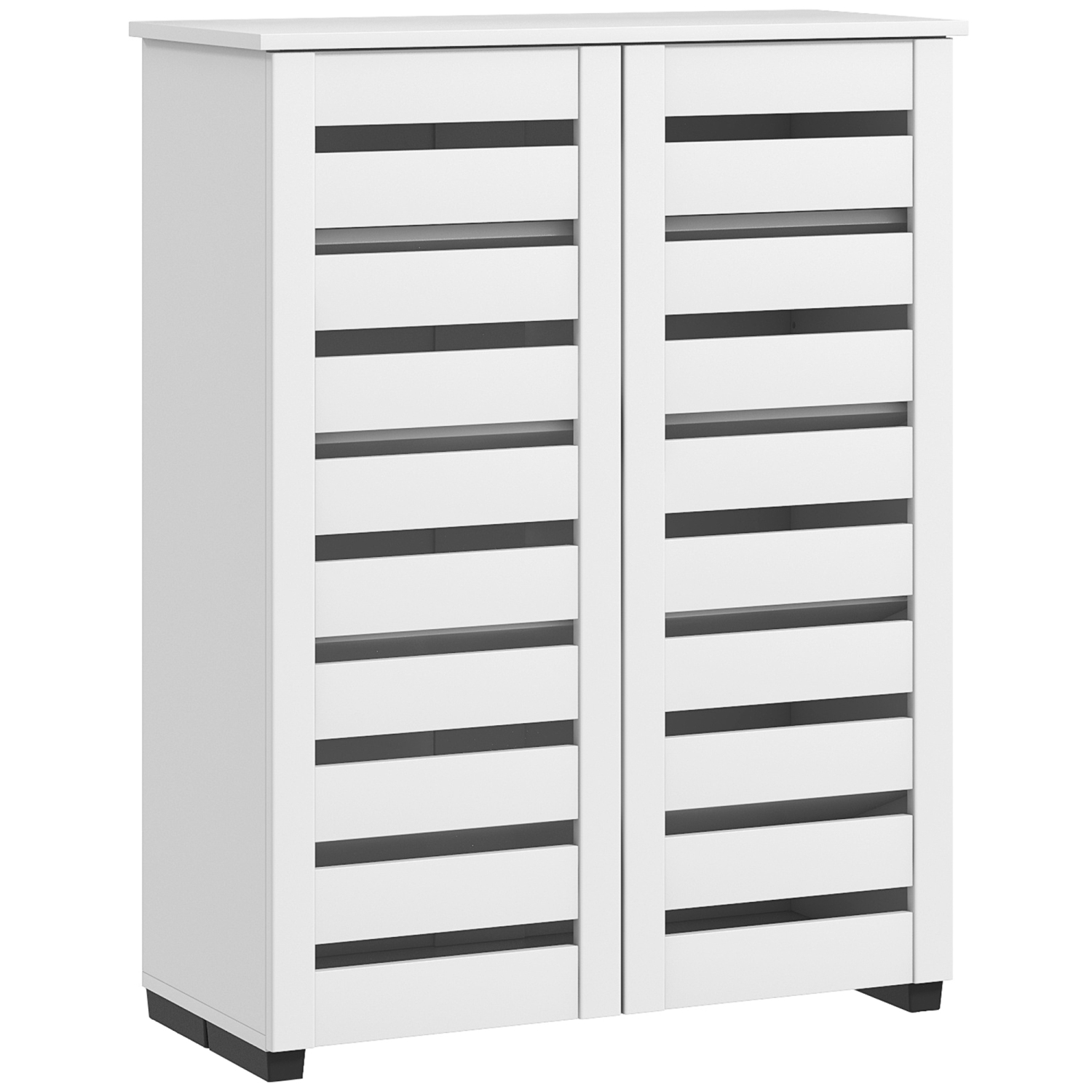 HOMCOM – Armoire à chaussures étroite avec 2 portes à lattes, armoire de rangement moderne pour chaussures avec tablettes réglables pour entrée,