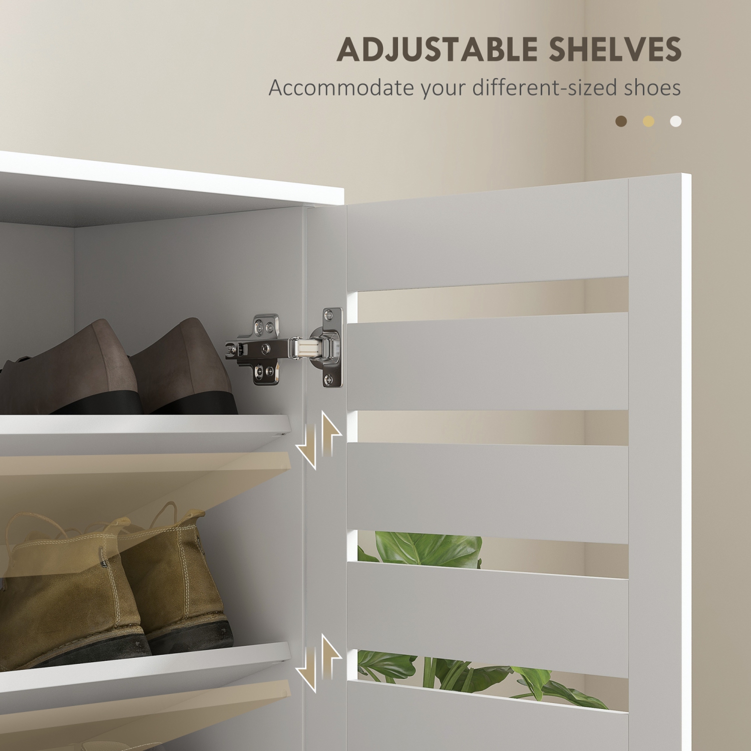 HOMCOM – Armoire à chaussures étroite avec 2 portes à lattes, armoire de rangement moderne pour chaussures avec tablettes réglables pour entrée,