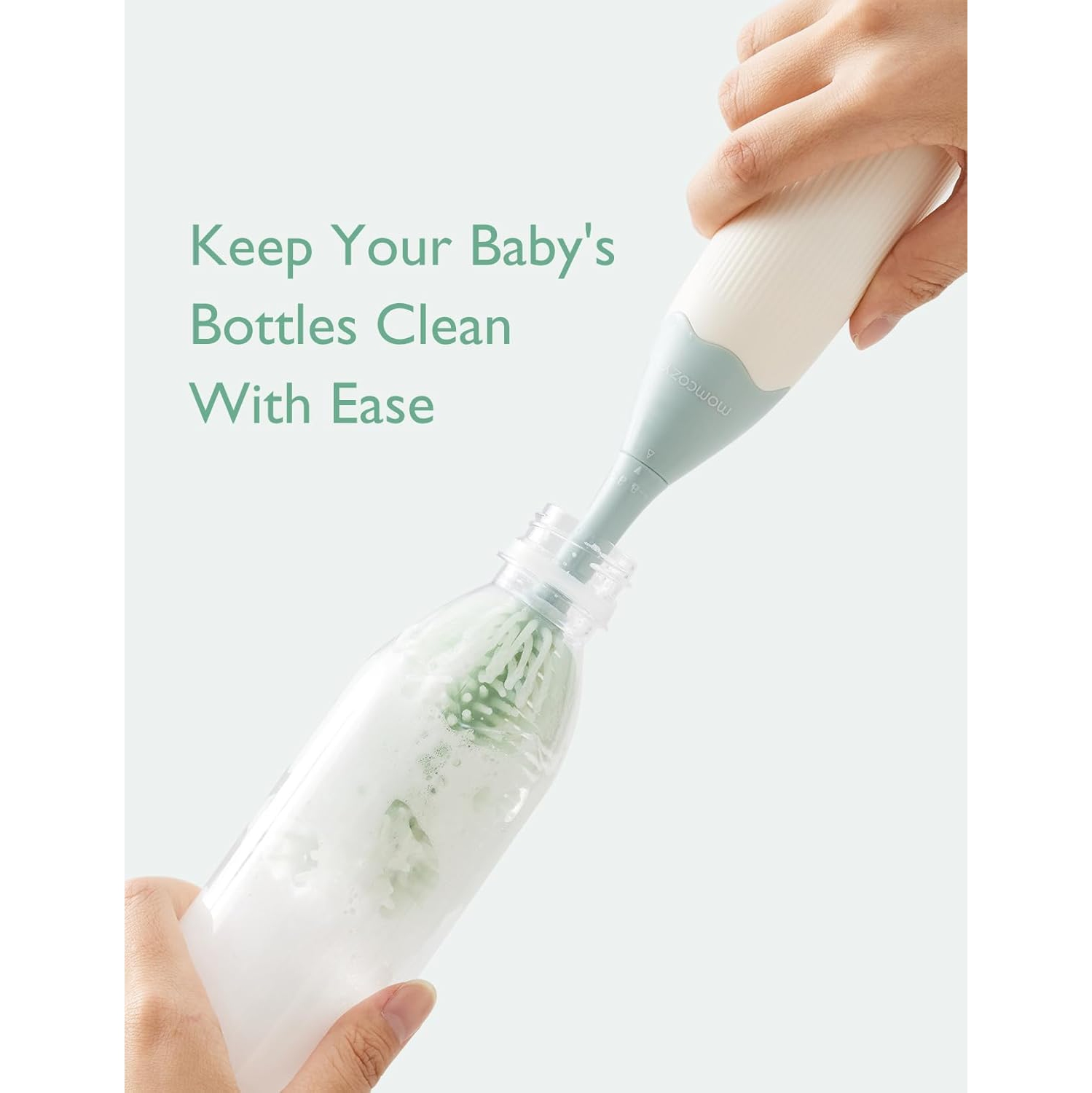 Momcozy Bottle Brush Kit, Innovative Push-Press Design for Better Cleaning - Baby Bottle Cleaner Brush for Baby Bottle, Breast Pumps, Nipples, 1 Set