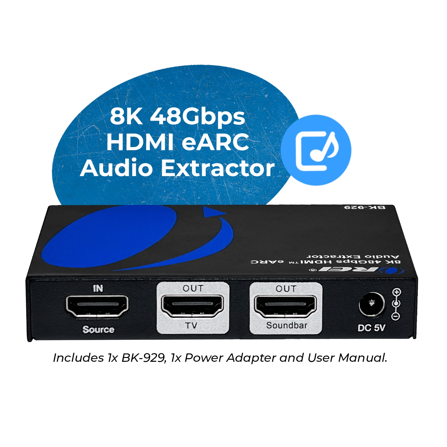 OREI 8K Audio Extractor with ARC/eARC output for Dolby Atmos and DTS: X