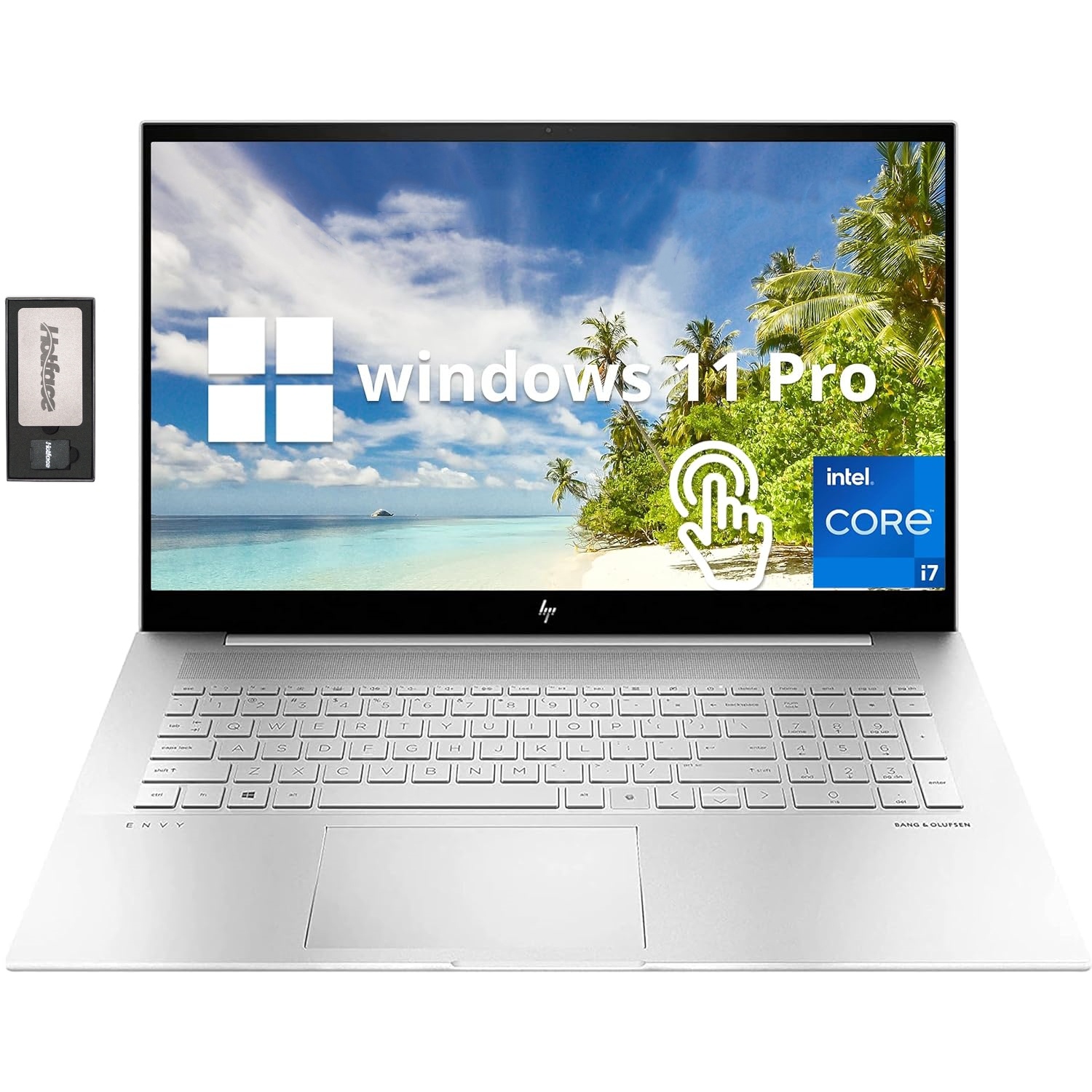 HP Envy 17.3" FHD Touchscreen Laptop, Intel Core i7-1260P, 32GB RAM, 2TB SSD, Backlit Keyboard, Intel Iris Xe Graphics, Webcam, Windows 11 Pro, Silver, 128GB Docking Station Set