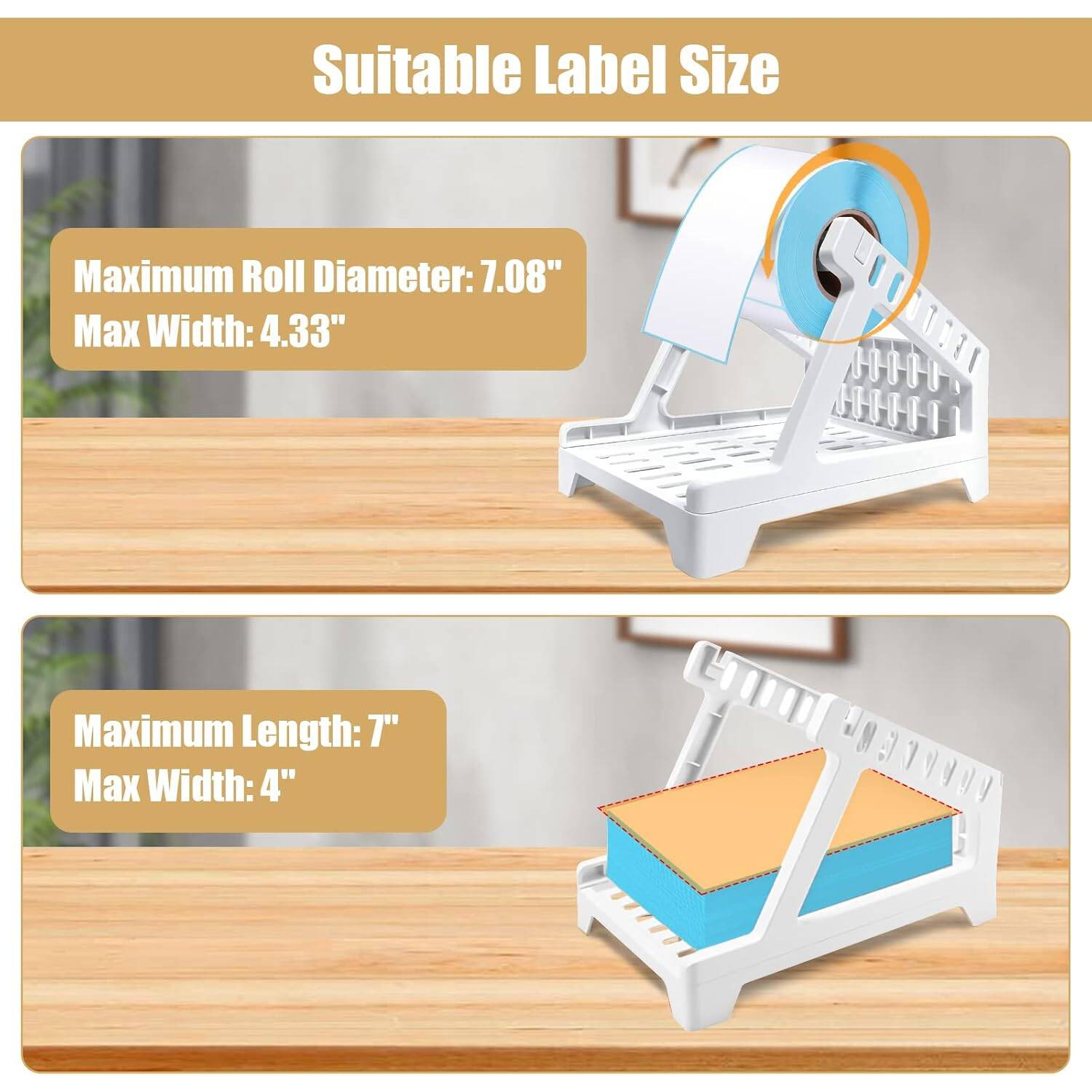 Label Holder Thermal Label Holder For Rolls And Fanfold Labels Direct Label Stand Desktop Printer Accessory, Label Printer for Home, Office, White