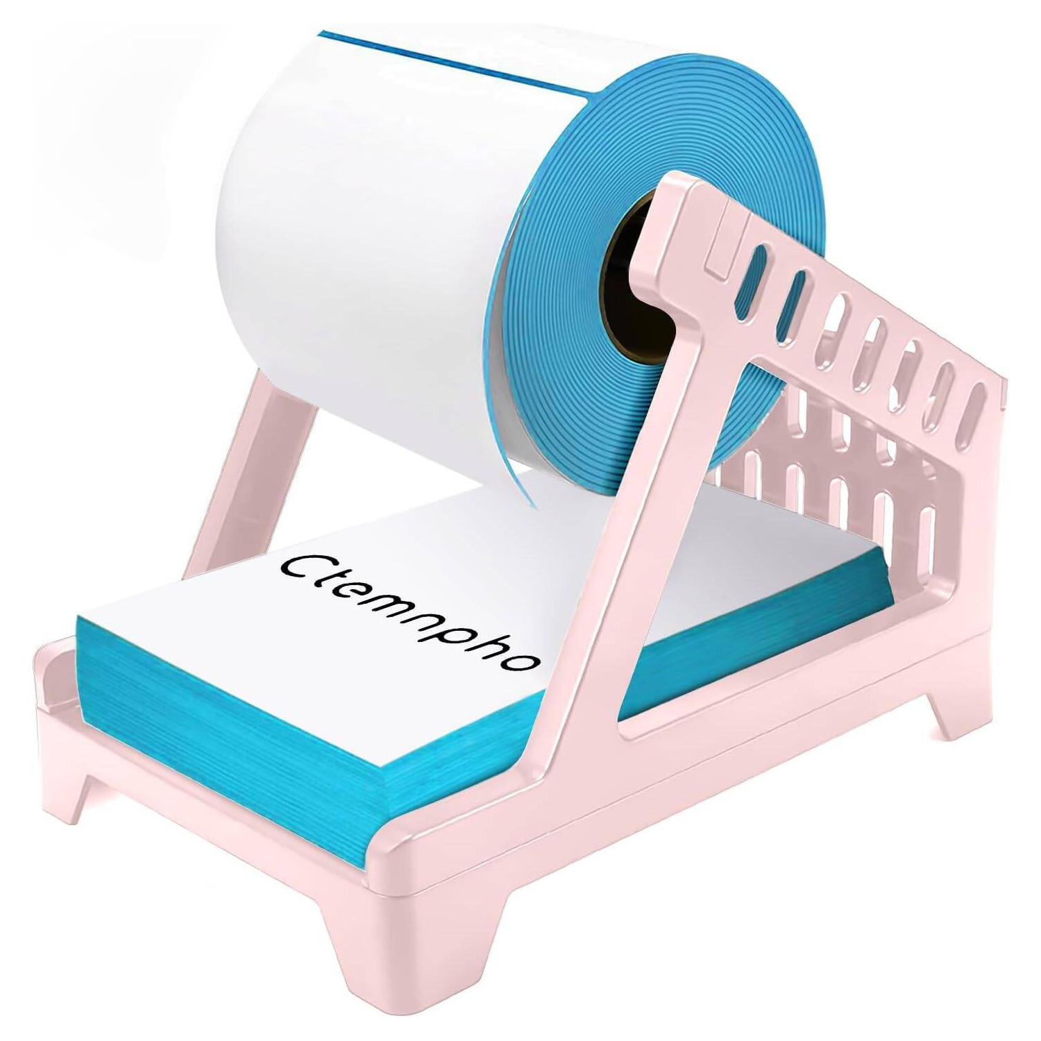 Label Holder Thermal Label Holder For Rolls And Fanfold Labels Direct Label Stand Desktop Printer Accessory, Label Printer for Home, Office, Pink