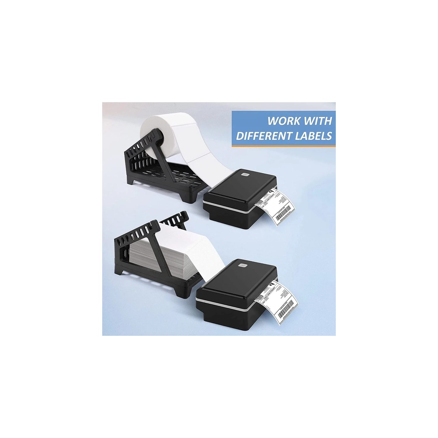 Label Holder Thermal Label Holder For Rolls And Fanfold Labels Direct Label Stand Desktop Printer Accessory, Label Printer for Home, Office, Black