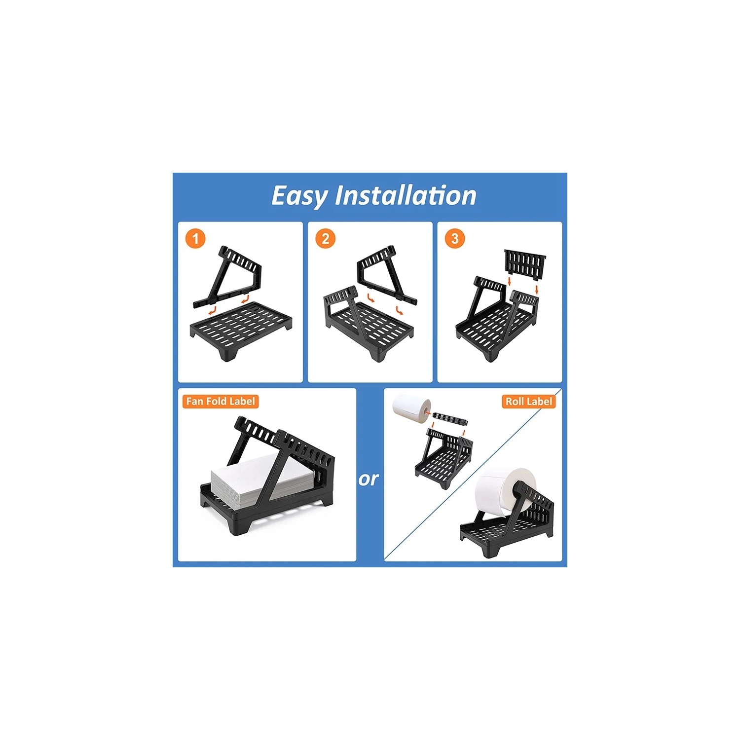 Label Holder Thermal Label Holder For Rolls And Fanfold Labels Direct Label Stand Desktop Printer Accessory, Label Printer for Home, Office, Black