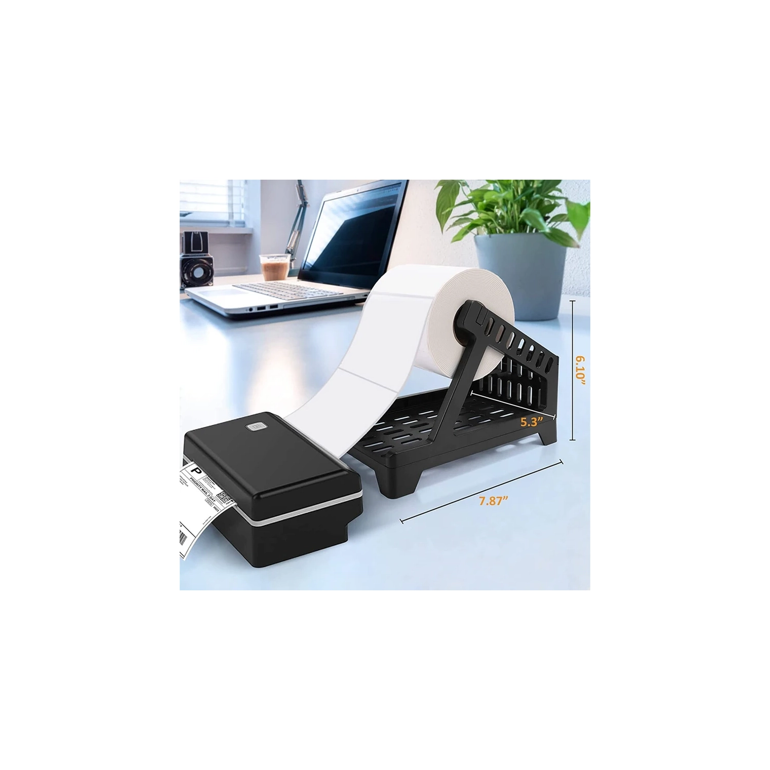 Label Holder Thermal Label Holder For Rolls And Fanfold Labels Direct Label Stand Desktop Printer Accessory, Label Printer for Home, Office, Black