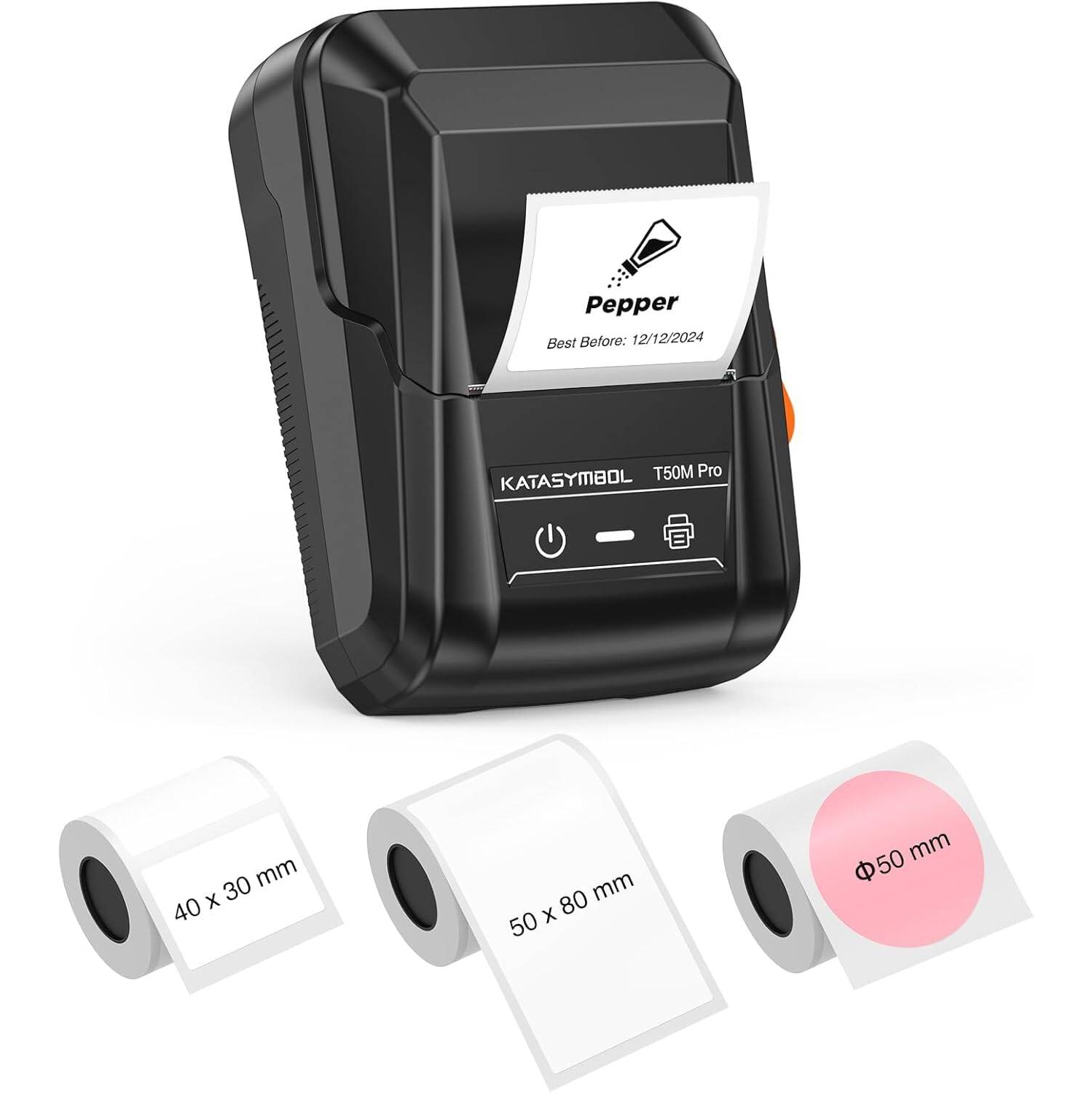 Label Maker Bundle T50M Pro Bluetooth, 3 Waterproof Tapes, Versatile App with 40 Fonts & 450+ Icons, Labeler for Kitchen, Home, School & Office