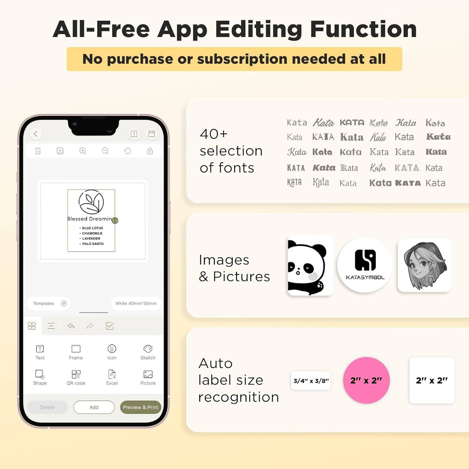 Label Maker Bundle T50M Pro Bluetooth, 3 Waterproof Tapes, Versatile App with 40 Fonts & 450+ Icons, Labeler for Kitchen, Home, School & Office