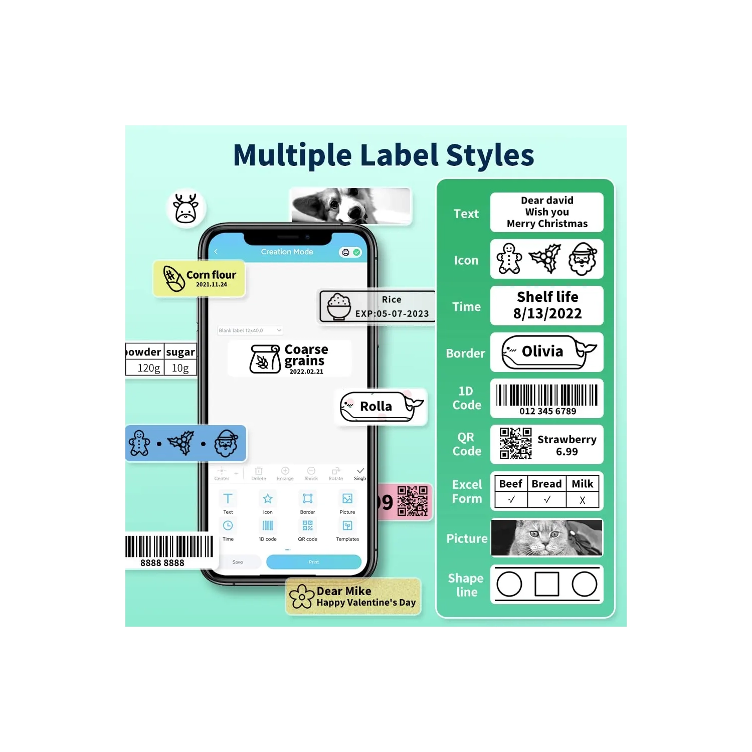Label Makers Machine Bluetooth Portable Wireless D30 Small Label Maker Thermal Sticker Printer with Tape 12mm School Office Home,Green