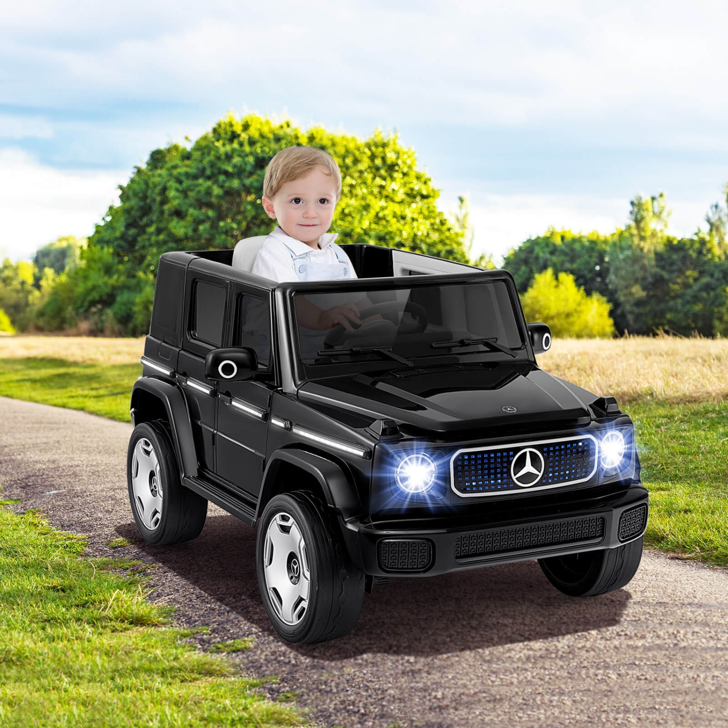 Costway Licensed Mercedes-Benz EQG Kids Ride On Car with Remote Control Detachable Battery