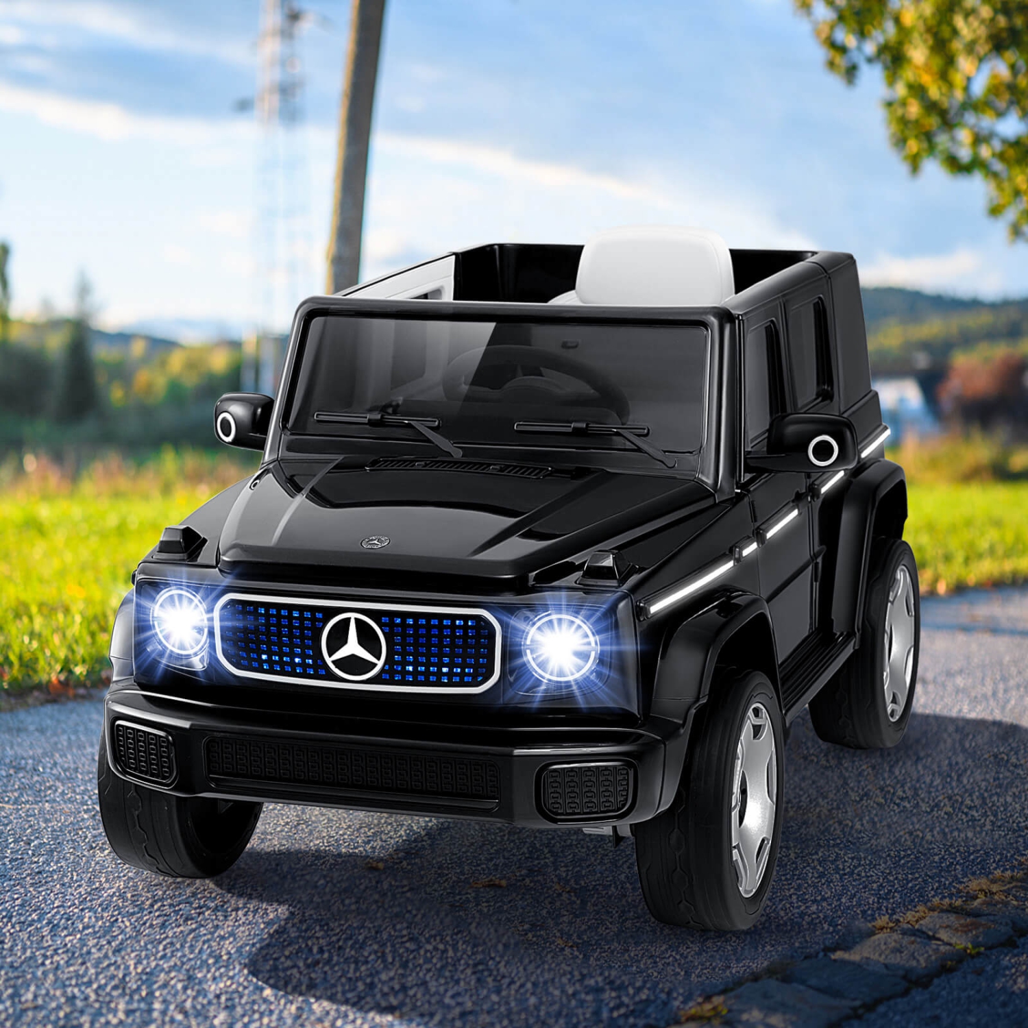 Costway Licensed Mercedes-Benz EQG Kids Ride On Car with Remote Control Detachable Battery