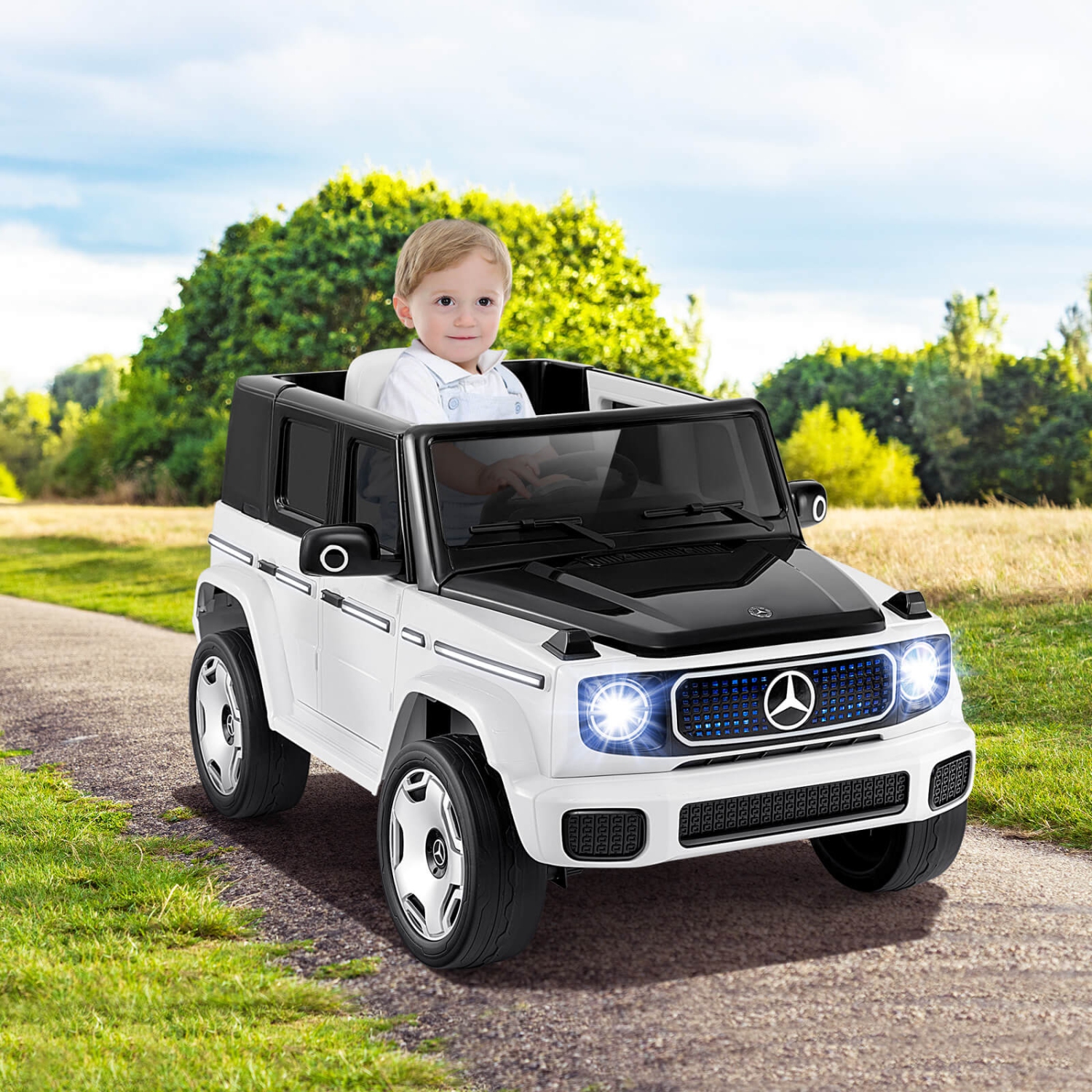 Costway Licensed Mercedes-Benz EQG Kids Ride On Car with Remote Control Detachable Battery