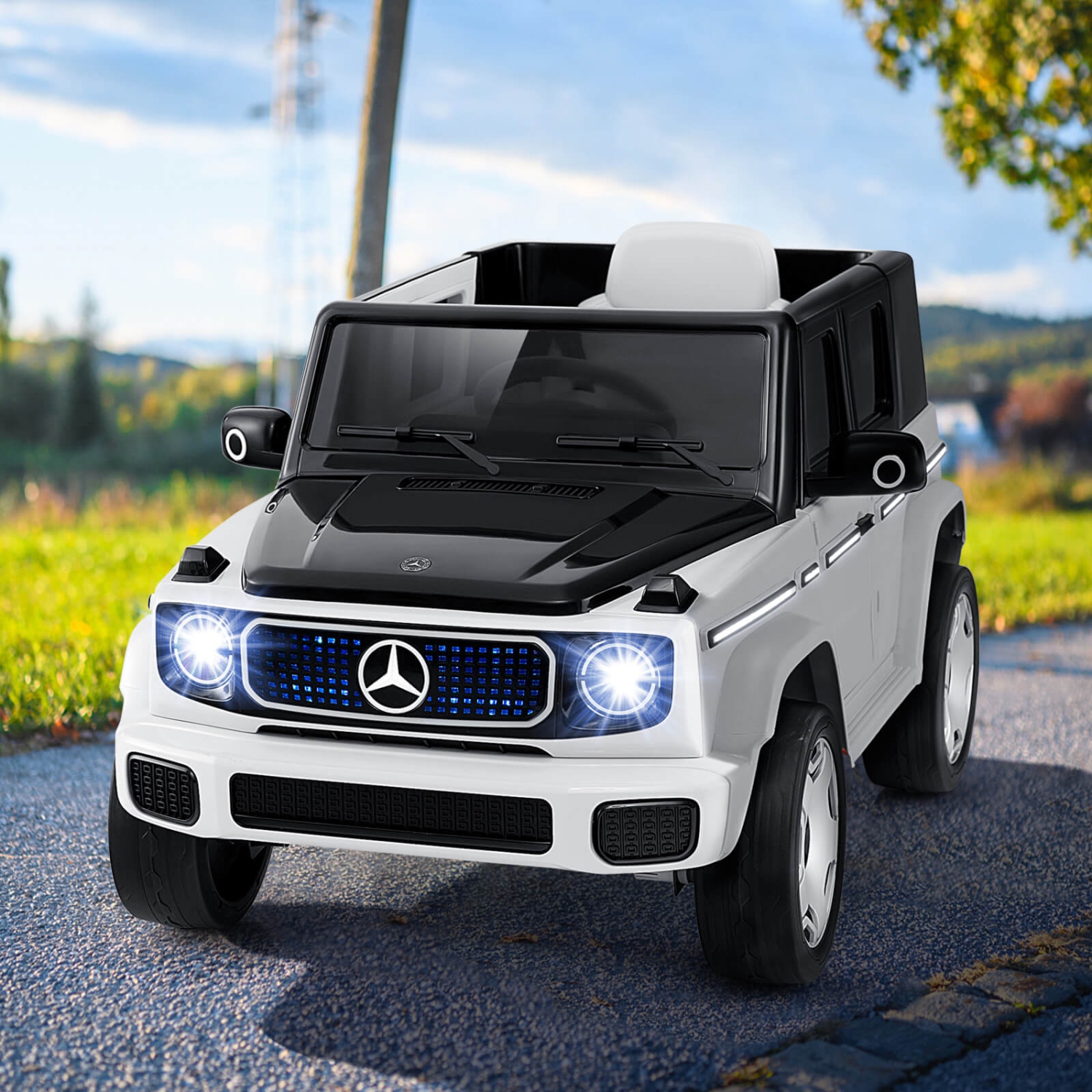 Costway Licensed Mercedes-Benz EQG Kids Ride On Car with Remote Control Detachable Battery