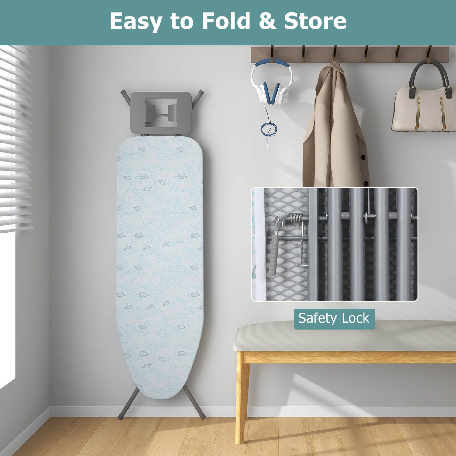 Costway Compact & Portable Ironing Board with Iron Rest Removable Cover Sturdy Metal Frame