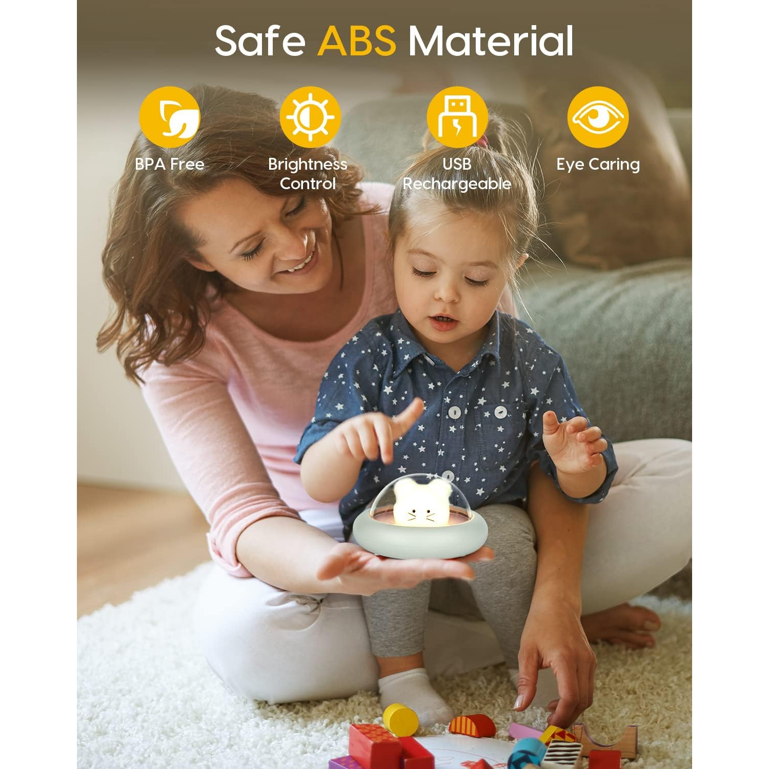 Veilleuse YOULIGHTS pour enfants avec 3 modes de changement de couleur, veilleuse rechargeable LED avec minuterie de 20 minutes et commande à