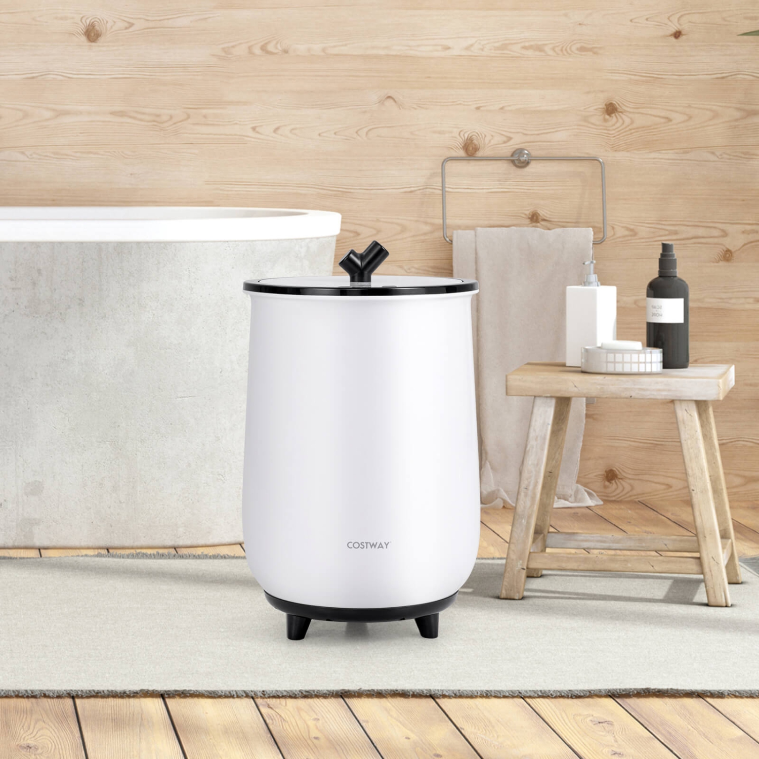 Costway 23L Bathroom Towel Warmer Bucket 4 Timer with Fragrance Holder & 3-Level Heating