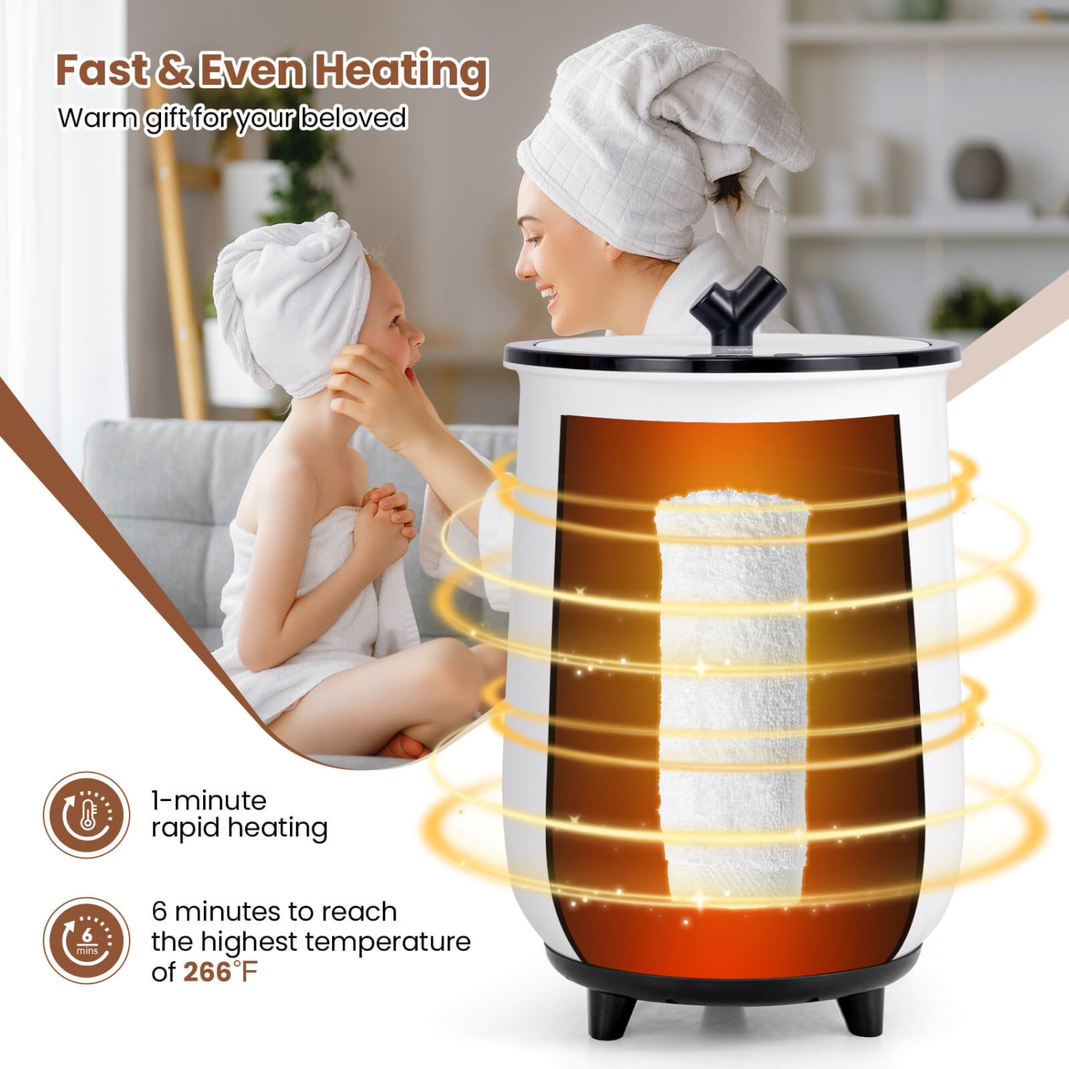 Costway 23L Bathroom Towel Warmer Bucket 4 Timer with Fragrance Holder & 3-Level Heating