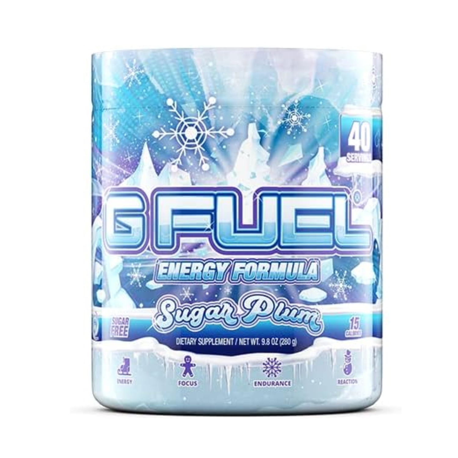 G Fuel Sugar Plum Energy Powder, Sugar Free, Clean Caffeine Focus Supplement, Water Mix, Sweet Fruit Candy Flavor, Focus Amino, Vitamin + Antioxidants Blend, 9.8 oz (40 Servings)