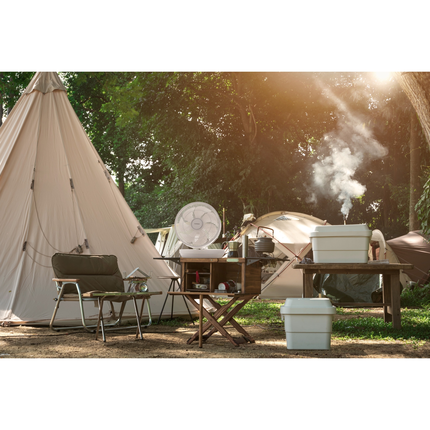 Circulateur d'air portatif sans fil pliable CF-ECL1010WH de CUCKOO avec moteur BLDC, 4 modes vent et 12 vitesses, 4.850 mAh, autonomie jusqu'à