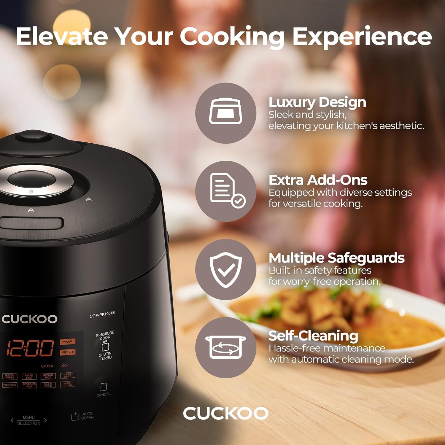 CUCKOO CRP-PK1001S 10-Cup Heating Pressure Rice Cooker & Warmer with Nonstick Inner Pot, 13 Menu Options, Fuzzy Logic Tech, Auto Clean