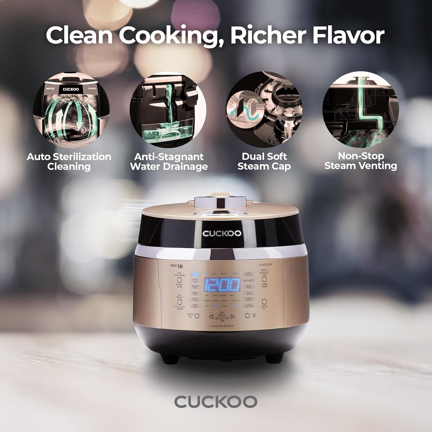 CUCKOO – CUCKOO CRP-EHSS0309FG 3-Cup, cuisson à induction, pression de riz avec récipient interne antiadhésif, 16 modes de menu, technologie Fuzzy