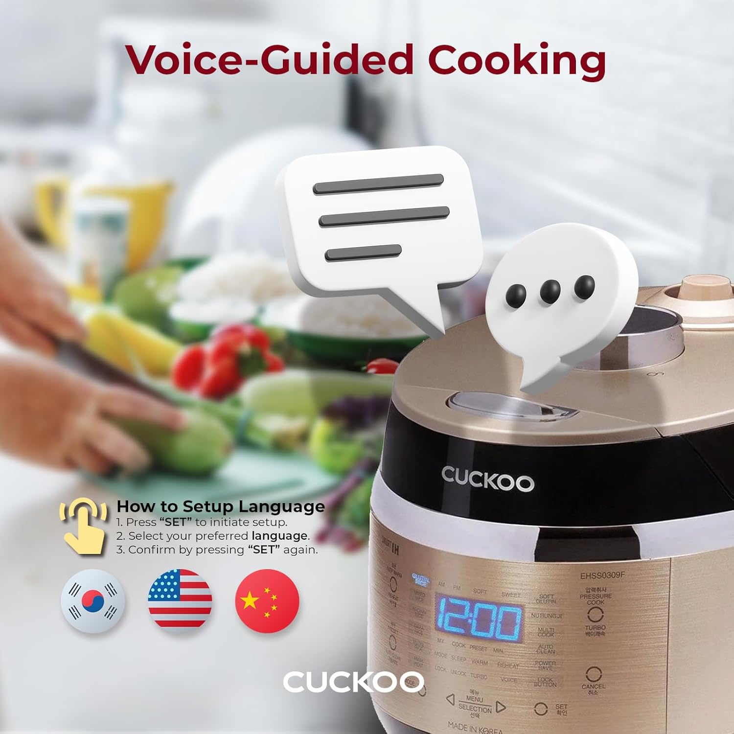 CUCKOO – CUCKOO CRP-EHSS0309FG 3-Cup, cuisson à induction, pression de riz avec récipient interne antiadhésif, 16 modes de menu, technologie Fuzzy