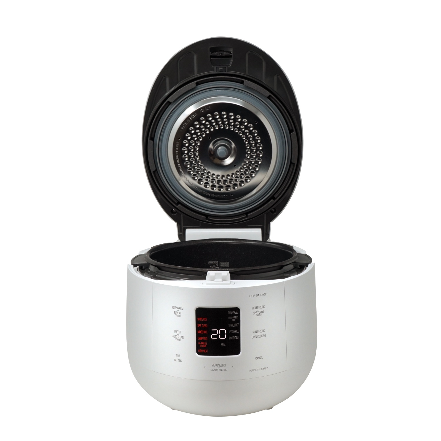 CUCKOO CRP-ST1009FW 10-Cup Twin Pressure Rice Cooker & Warmer with Nonstick Inner Pot, 16 Menu Options, 3 Voice Guide, Auto Clean