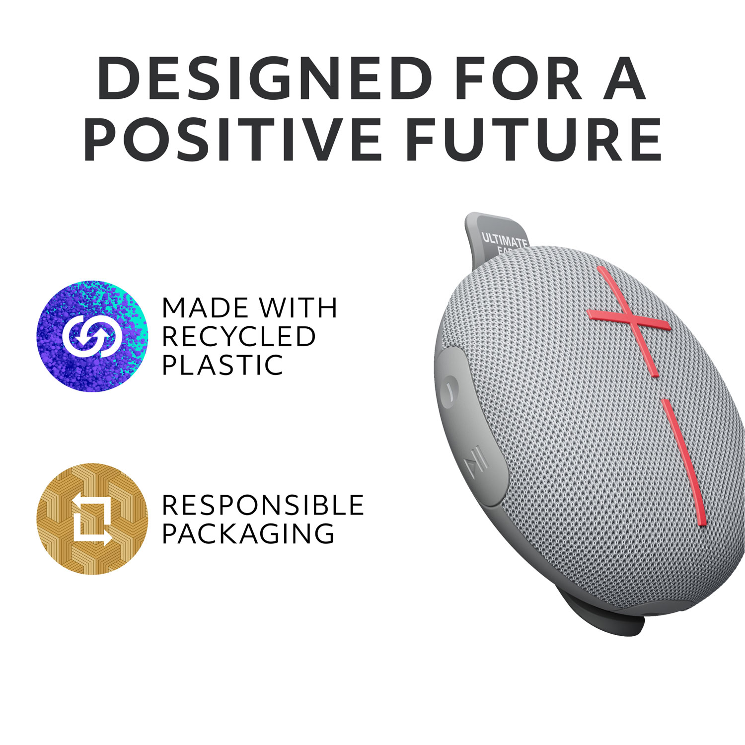 Haut-parleur miniature sans fil portatif Bluetooth étanche MINIROLL d'Ultimate Ears - Gris