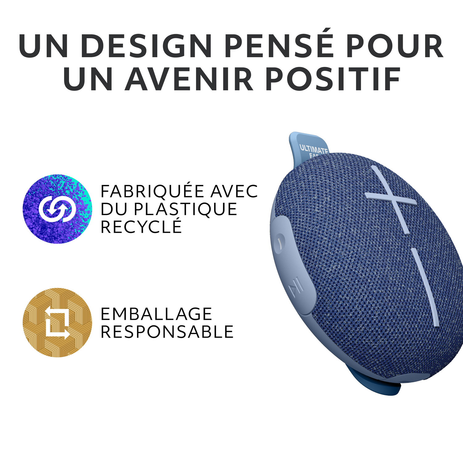 Haut-parleur miniature sans fil portatif Bluetooth étanche MINIROLL d'Ultimate Ears - Bleu majestueux