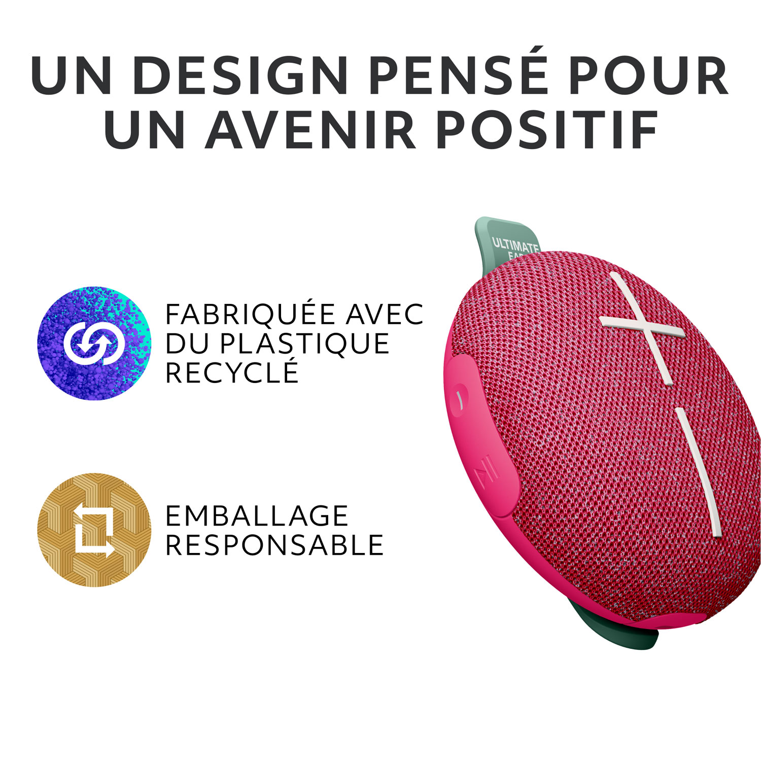 Haut-parleur miniature sans fil portatif Bluetooth étanche MINIROLL d'Ultimate Ears - Rose apaisant