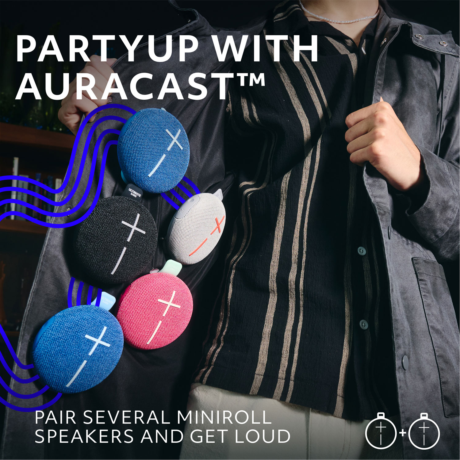 Haut-parleur miniature sans fil portatif Bluetooth étanche MINIROLL d'Ultimate Ears - Rose apaisant